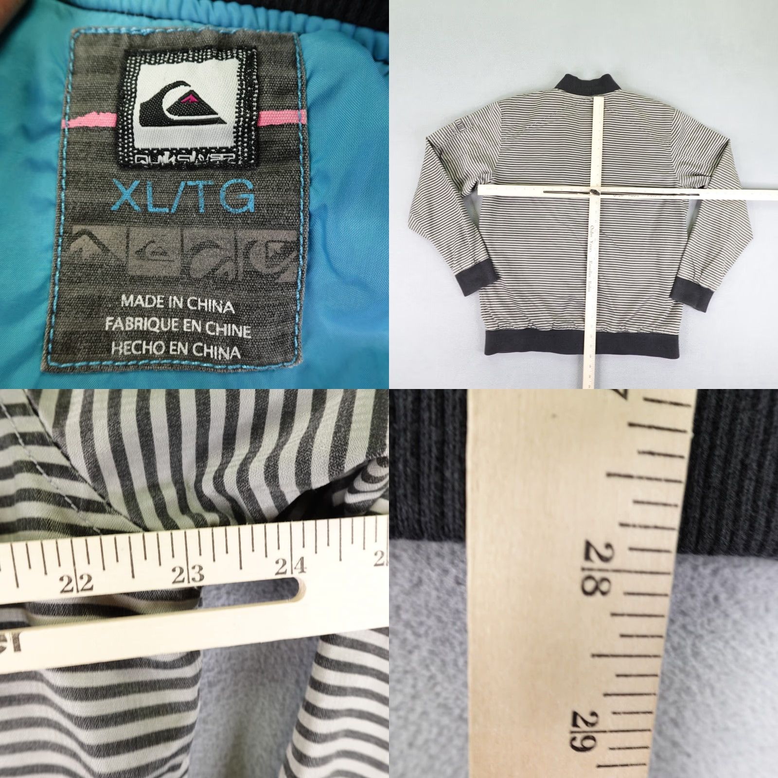 Quiksilver Quiksilver Bomber Jacket Mens XL Black White Stripes Full Zip Windbreaker Skateboarding Style Outdoor Size US XL / EU 56 / 4 - 8 Thumbnail