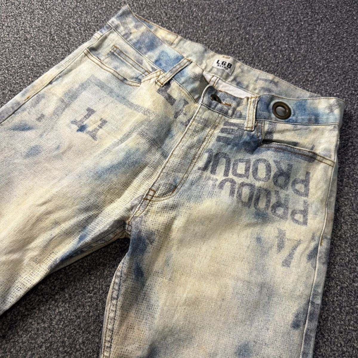 Le Grande Bleu (L.G.B.) 🇯🇵 Archive LGB x Beams Over Print Drop Punk Distressed Pants Size US 30 / EU 46 - 4 Thumbnail