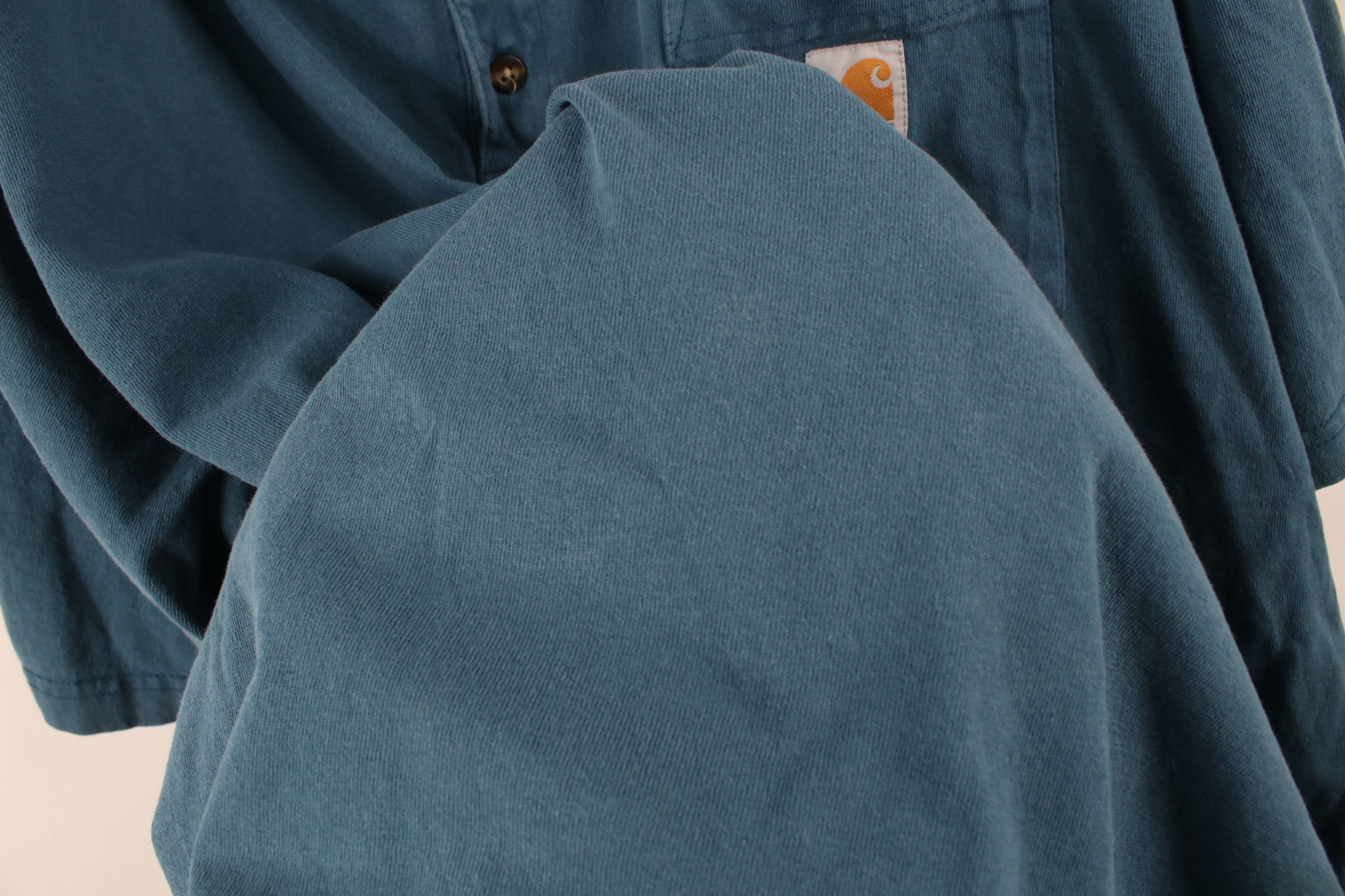 Carhartt × Vintage Vintage Y2K Carhartt Box Logo Henley T-Shirt Blue Cotton Size US XXL / EU 58 / 5 - 6 Thumbnail
