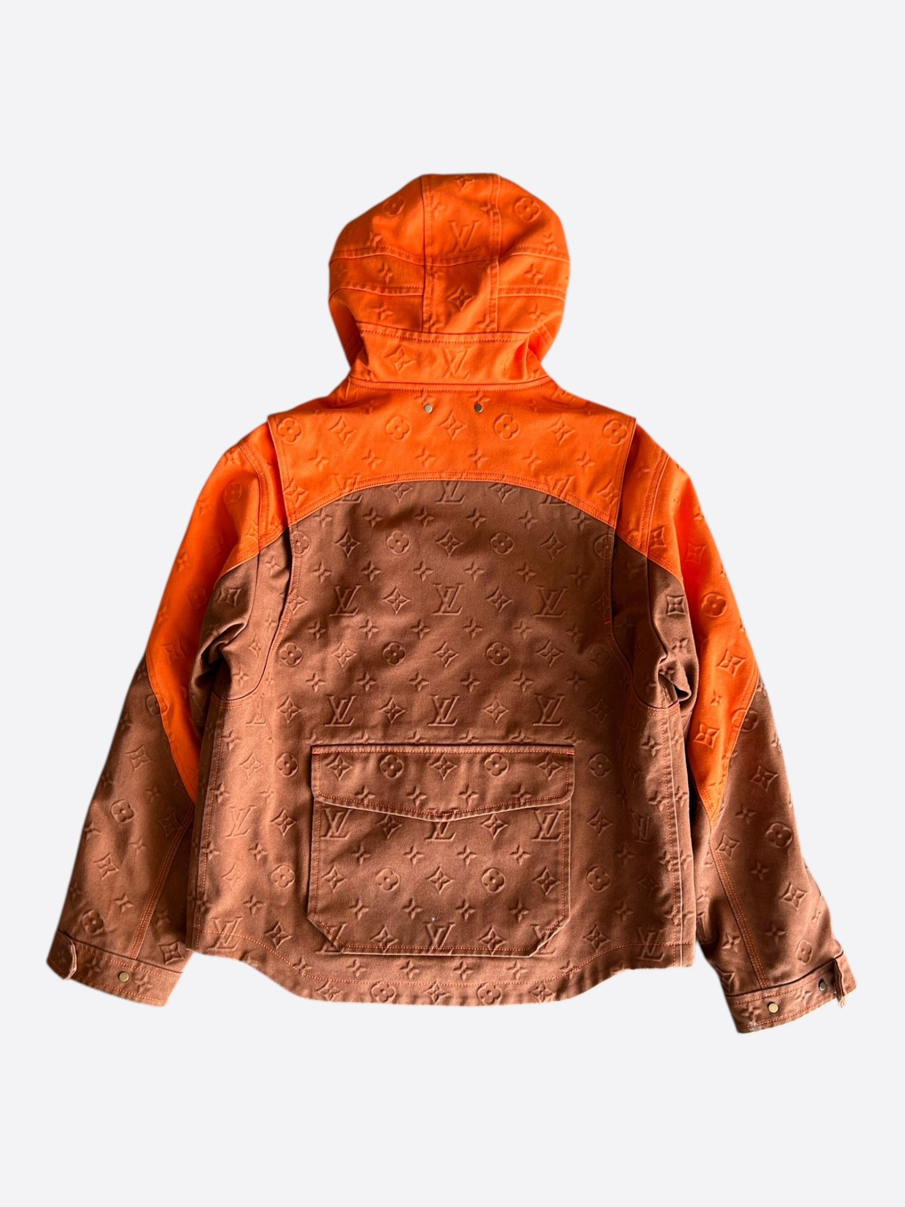 Louis Vuitton Brown & Orange Monogram Carpenter Hooded Jacket Size US M / EU 48-50 / 2 - 2 Thumbnail