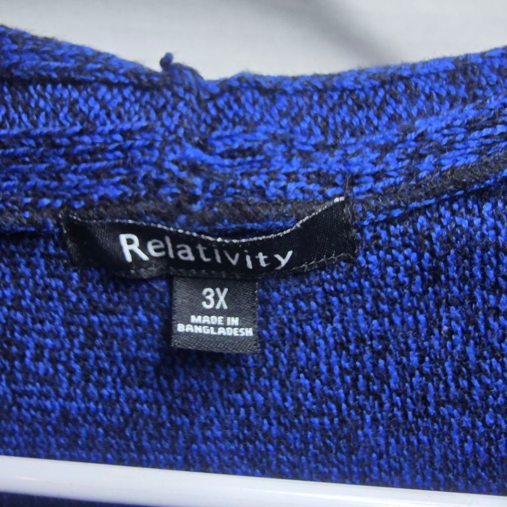 The Unbranded Brand Women's Relativity Blue & Black Cowl Neck Sweater 3X Size 3XL / US 20-22 - 3 Thumbnail