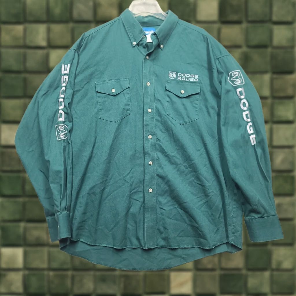 Wrangler VINTAGE Wrangler Button-Up Shirt Mens 17.5x36 Regular Green Cowboy Western 90s Style Size US XXL / EU 58 / 5 - 1 Thumbnail