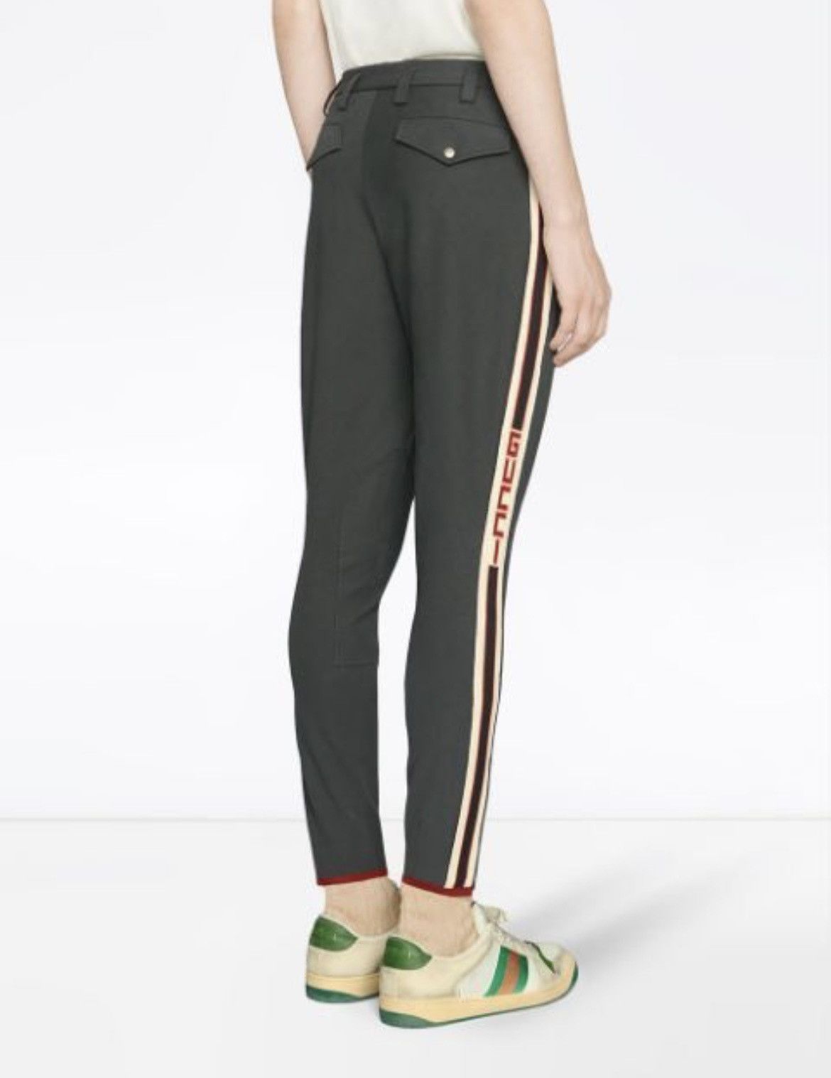 image of Gucci Gabardine Side Stripe Equestrian Pants in Black, Men's (Size 34)