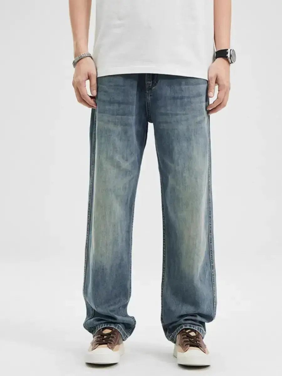 Trendy loose fit breathable straight leg jeans