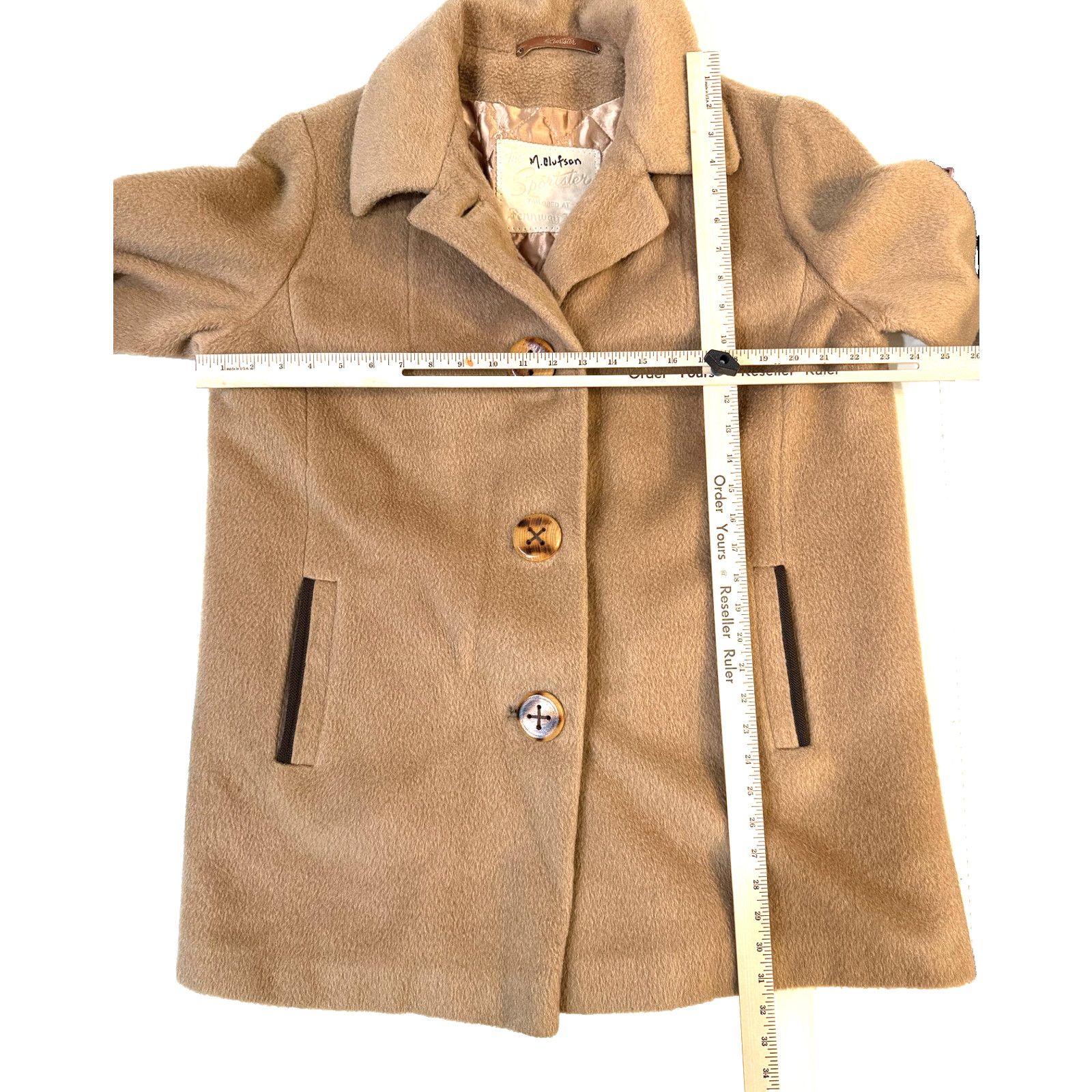 & Other Stories Vintage 60's Sportster Coat Mens LG Tan 100% Wool Overcoat Size US L / EU 52-54 / 3 - 7 Thumbnail