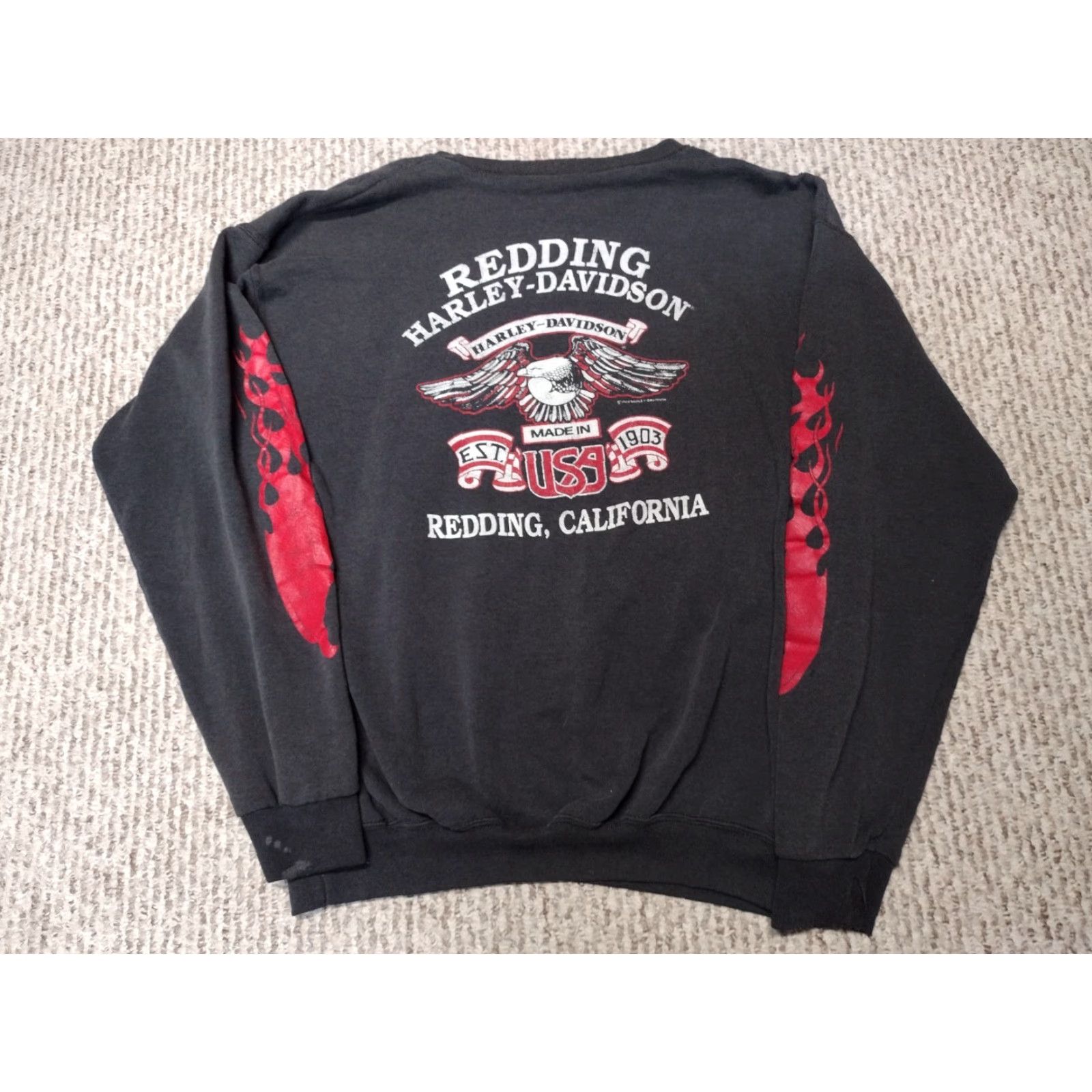 Harley Davidson VINTAGE Harley-Davidson Sweatshirt Shirt Biker Motorcycle 90s Black L Mens Pullover Graphic Print Logo Size US L / EU 52-54 / 3 - 6 Thumbnail