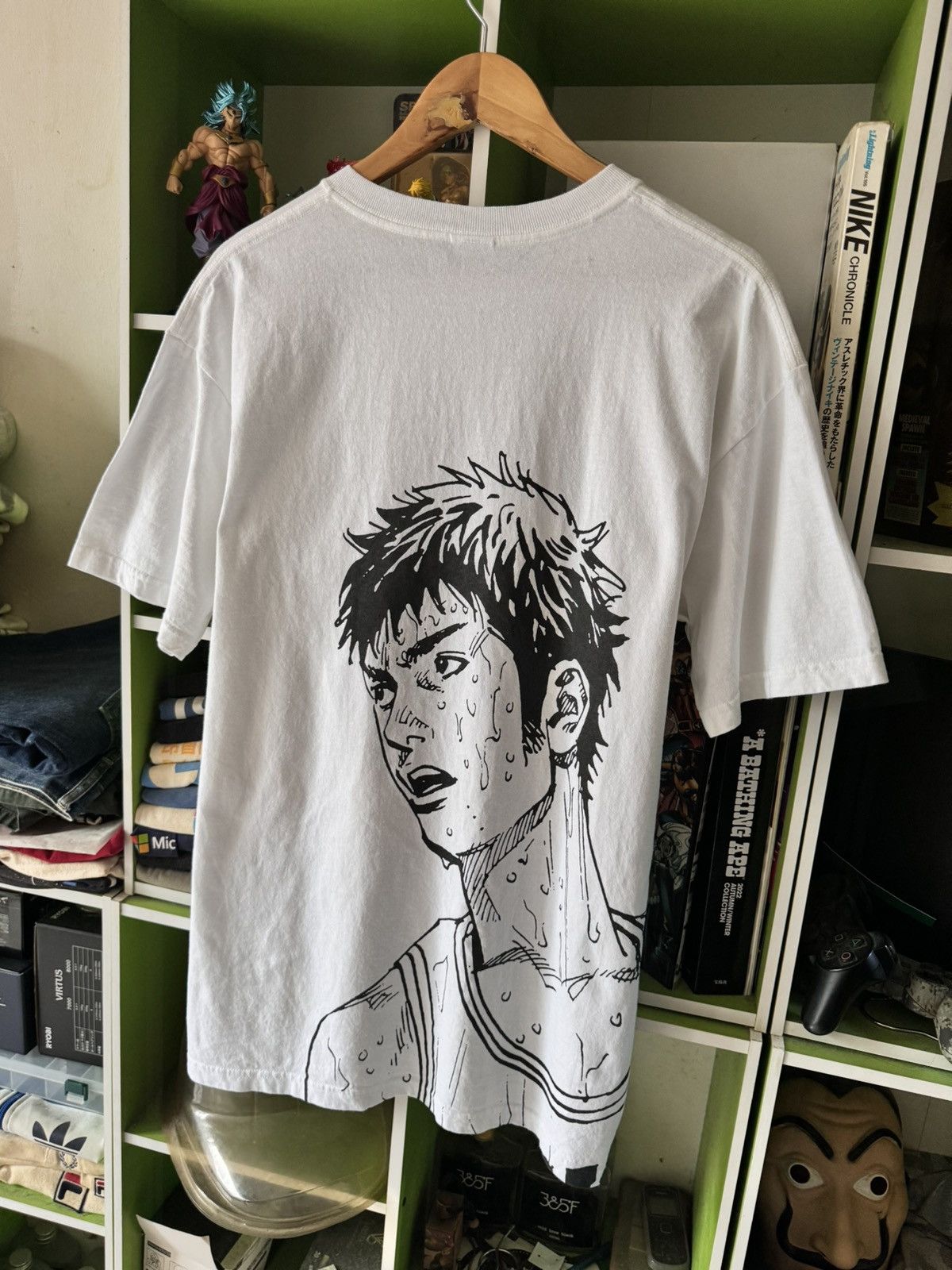 image of Anima x Vintage Y2K Anime Japan Slam Dunk Single Character Backhit in White, Men's (Size Large)