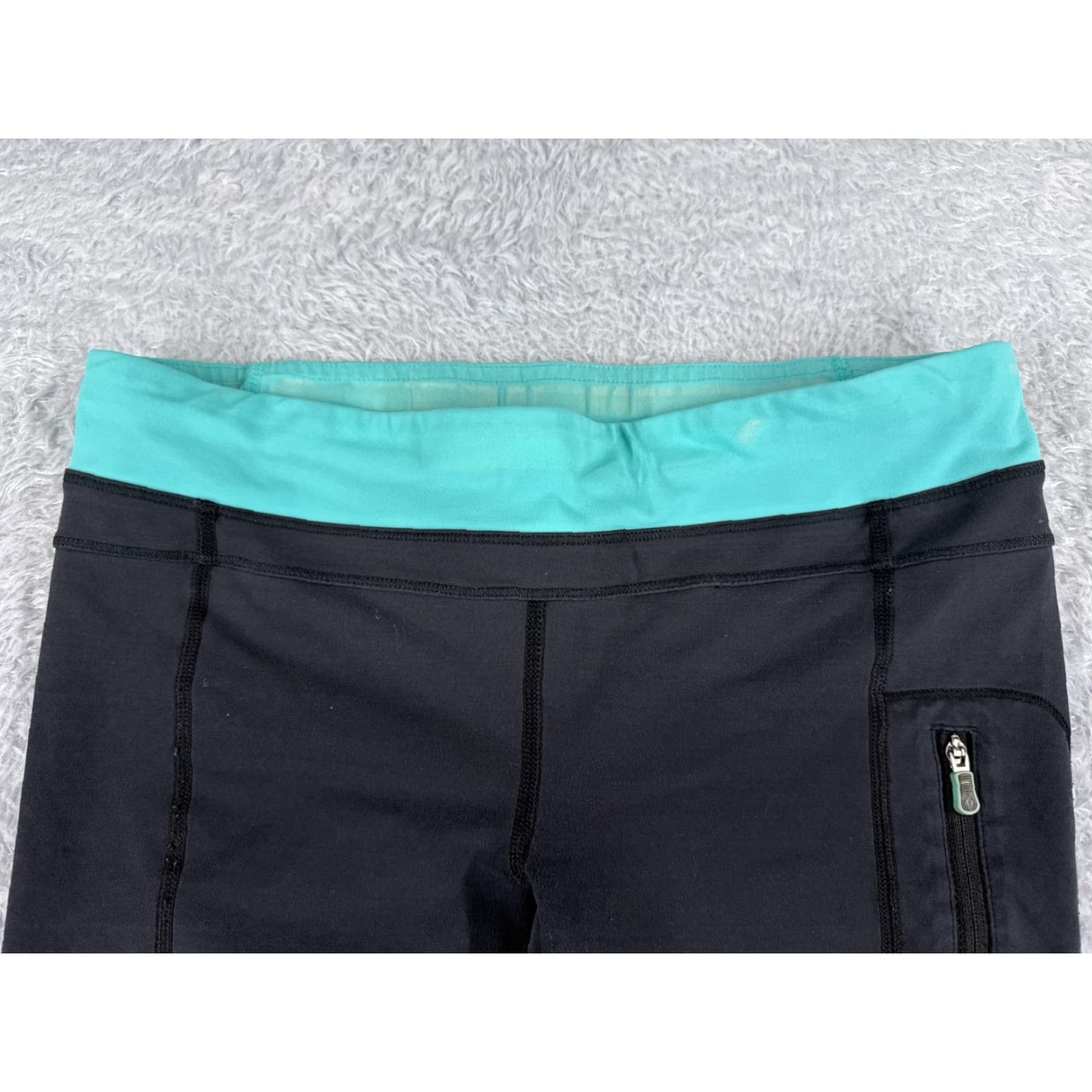 Lululemon Lululemon Wunder Under Pants Womens 4 Black Teal Cropped Tapered Zip Pocket Yoga Run Gym Activewear PM Size 27" / US 4 / IT 40 - 4 Thumbnail