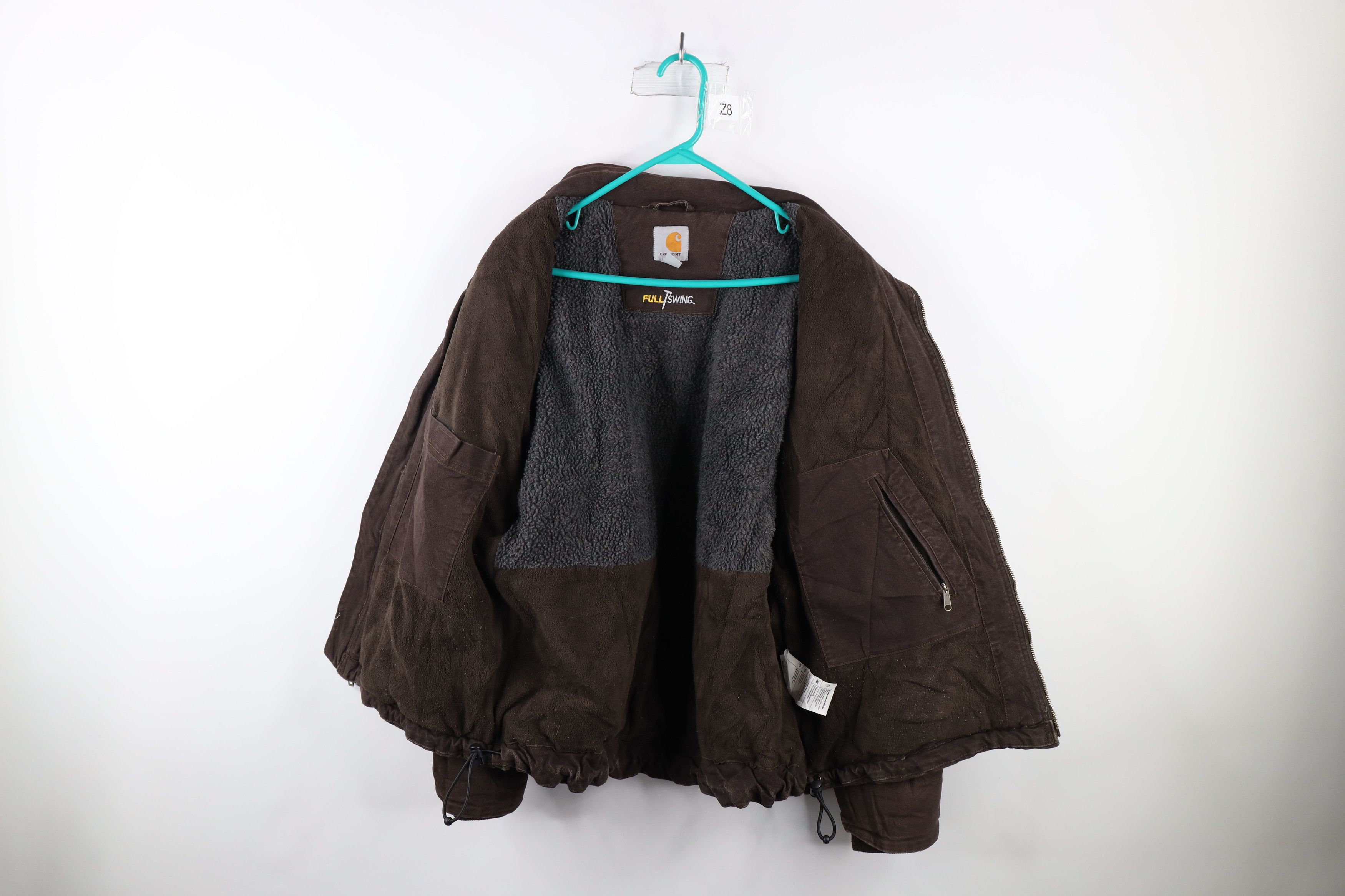 Carhartt × Vintage Vintage Carhartt Spell Out Fleece Lined Canvas Jacket Brown Size L / US 10 / IT 46 - 9 Thumbnail
