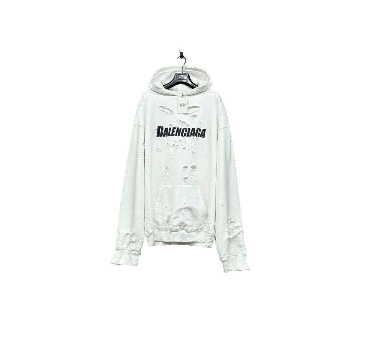 Balenciaga Balenciaga Distressed Logo Hoodie XS Size US XS / EU 42 / 0 - 1 Thumbnail