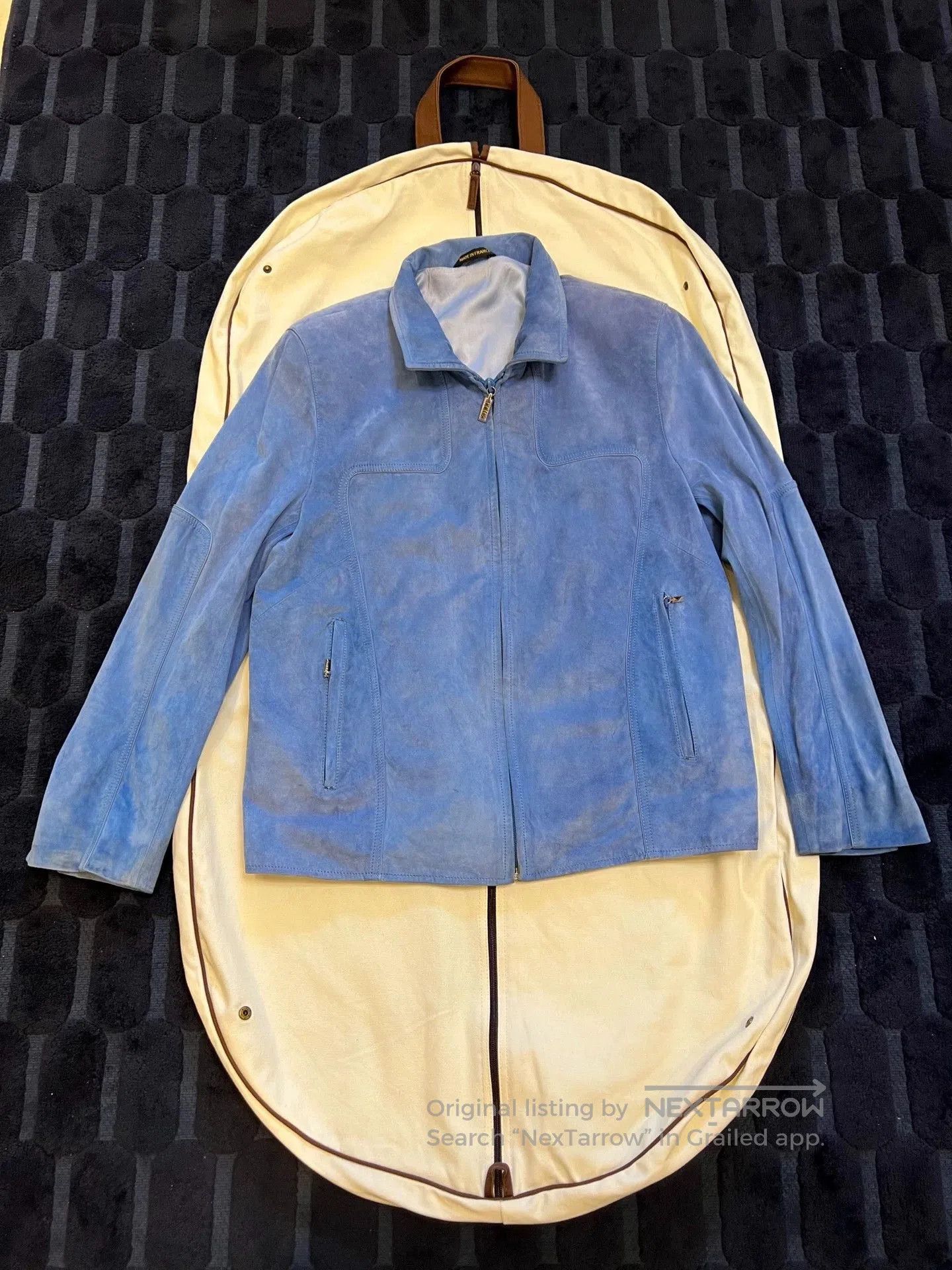 Zilli Blue Leather Jacket with Zip Closure and Pockets. Size US L / EU 52-54 / 3 - 1 Thumbnail