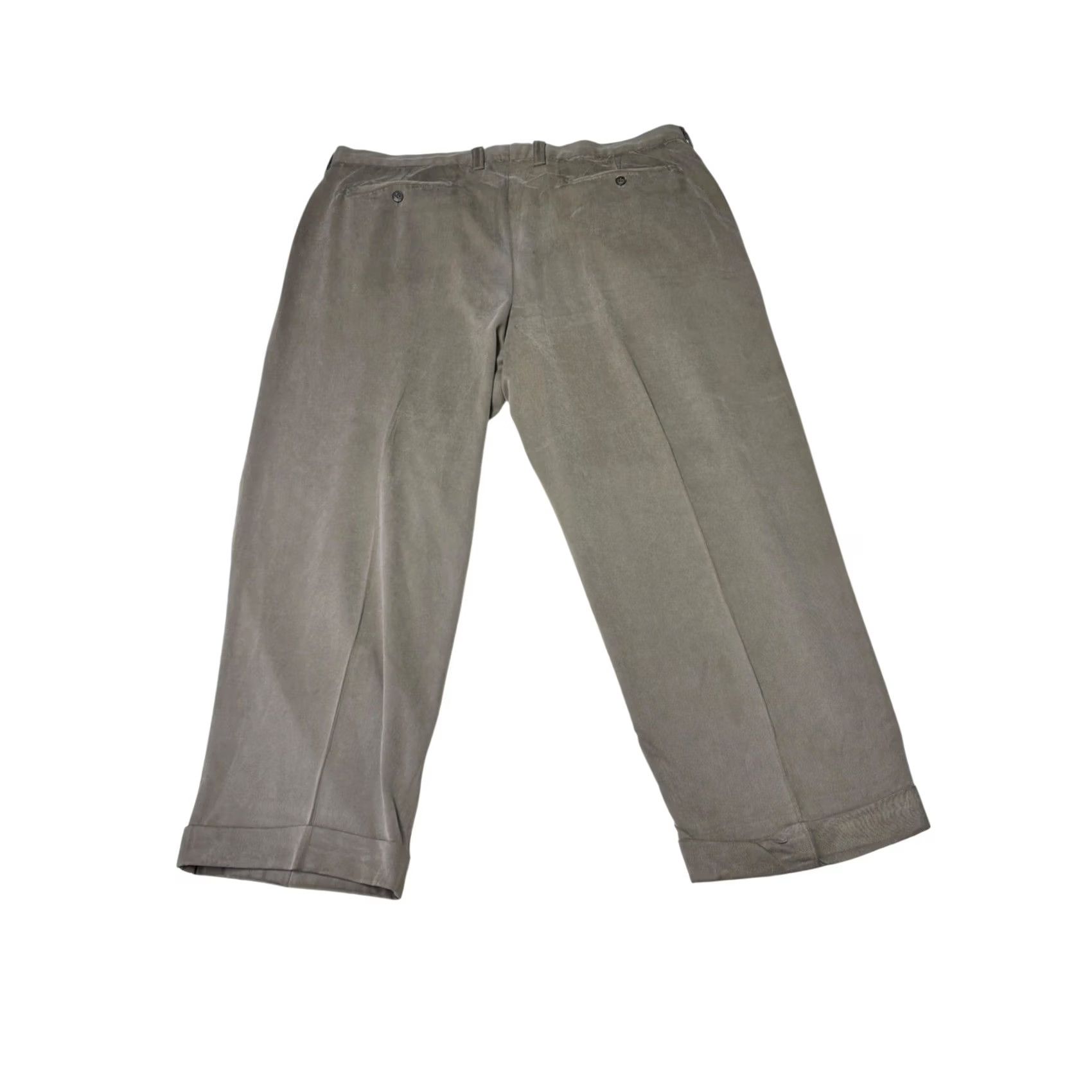 Tommy Bahama Tommy Bahama Pants Silk 42x30 Pleated Relaxed Cuffed Gray Taupe Dress Business Mens Size US 42 / EU 58 - 7 Thumbnail