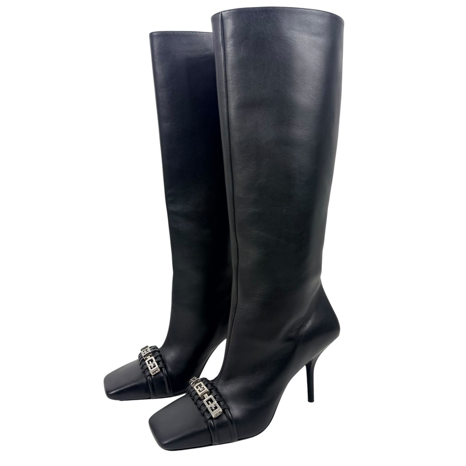 Givenchy New Givenchy G Woven Leather Knee High Square Toe Boots Size US 7 / IT 37 - 3 Thumbnail