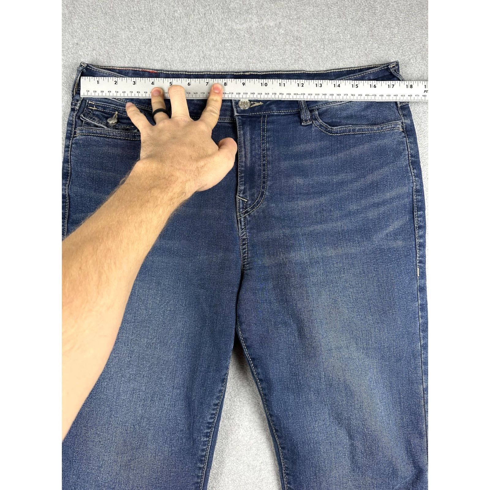 True Religion VINTAGE True Religion Becca Jeans Womens 34 Blue Medium Wash Mid Rise Bootcut Rhinestone Size 24" / US 00 / IT 34 - 7 Thumbnail
