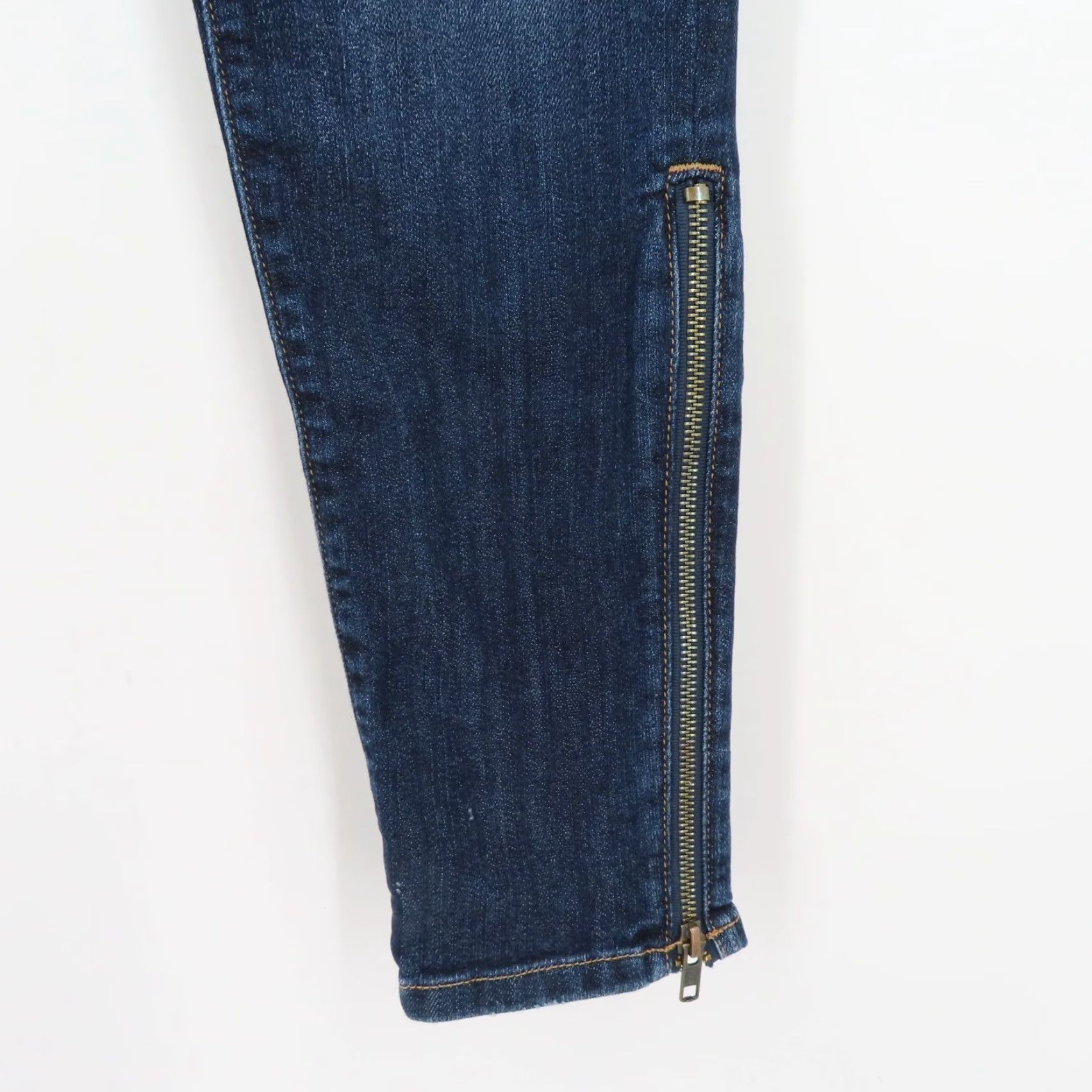 Vintage Current Elliott Womens Cropped Legging Jeans 28 Denim Ankle Zip Dark Wash Bluebird 5-Pocket Style Size 28" / US 6 / IT 42 - 3 Thumbnail