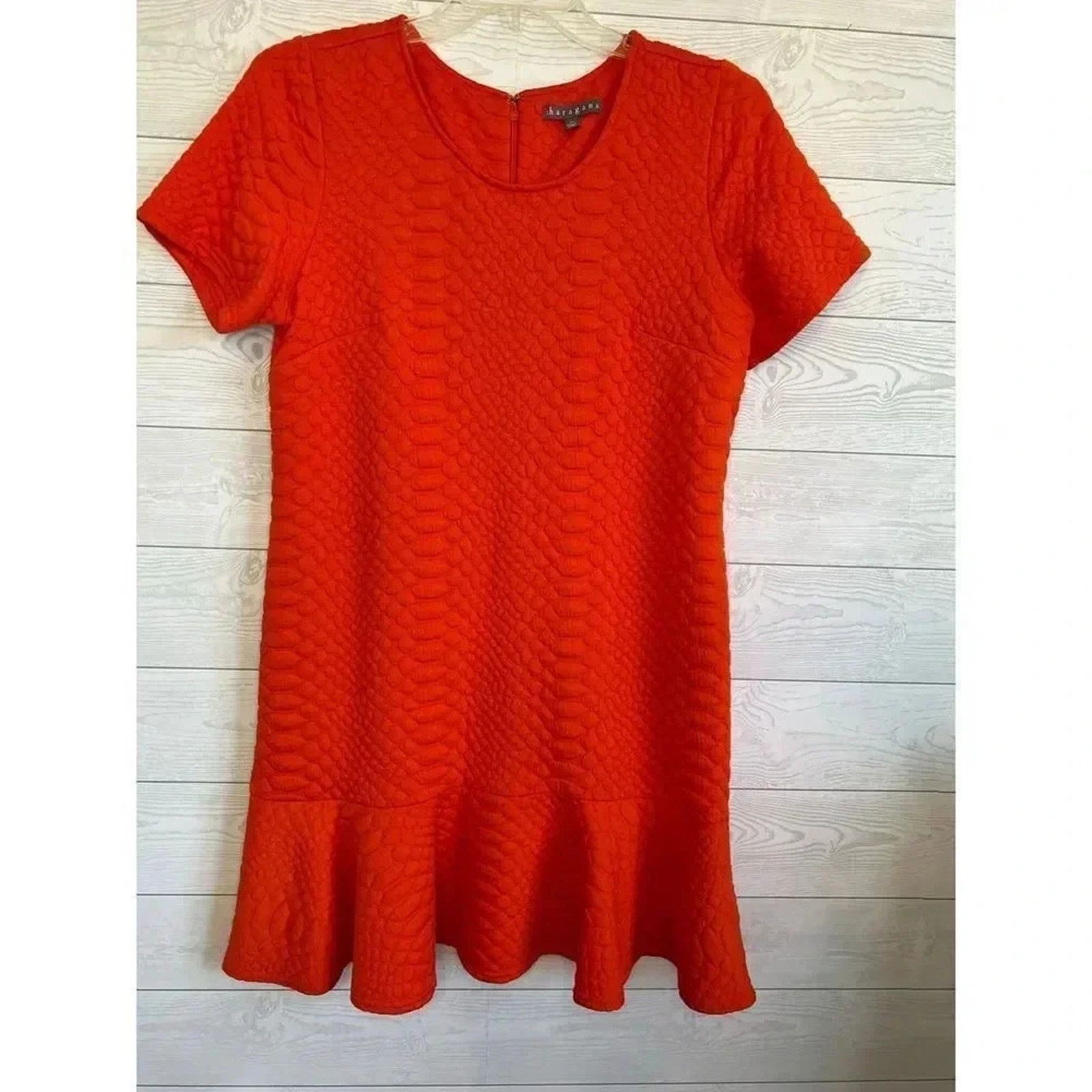 Other Sharagano orange textured flounce dress Size 14 Size XL / US 12-14 / IT 48-50 - 5 Thumbnail