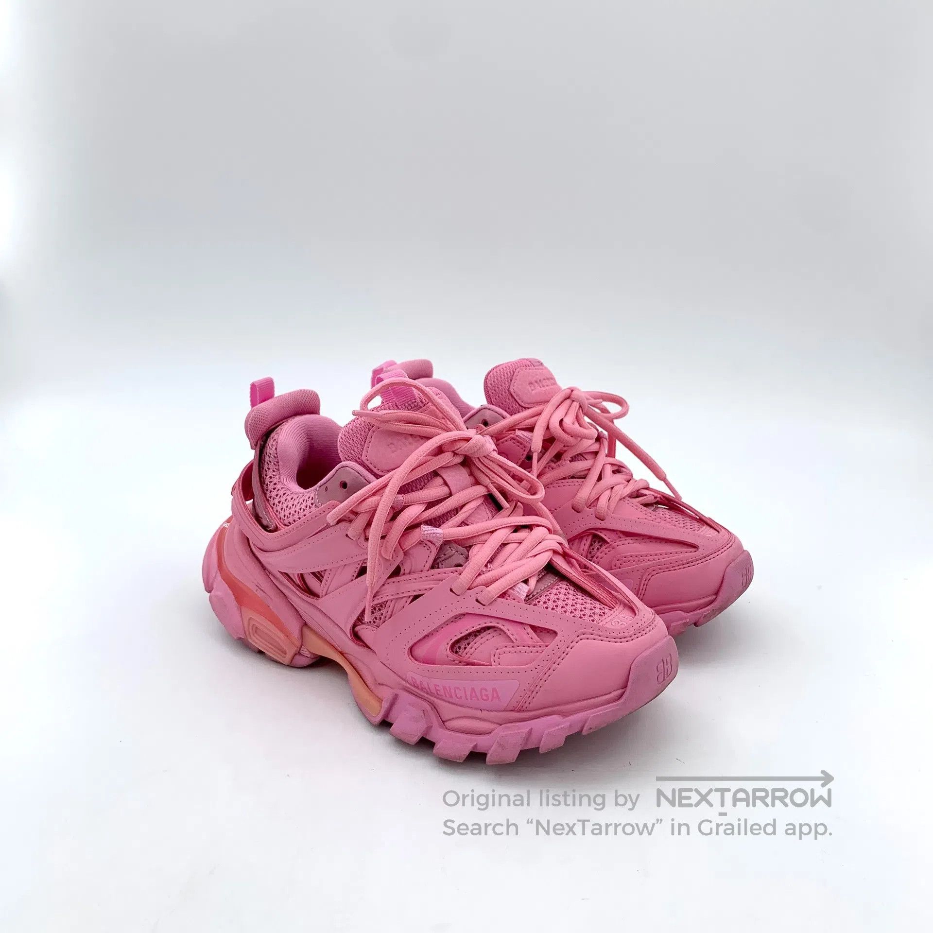 Balenciaga Balenciaga Pink Lace-Up Casual Flat Sports Dad Shoes| Size US 4.5 / IT 34.5 - 2 Thumbnail