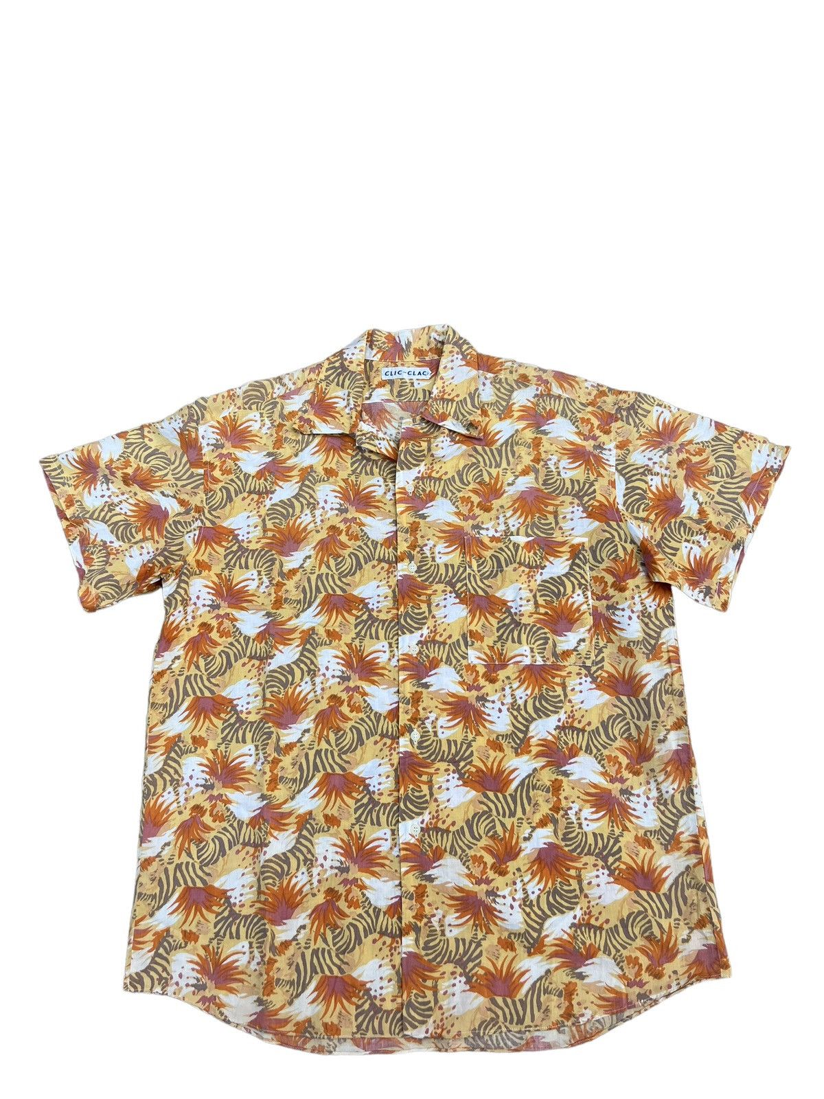 Devilock Vintage 90s CLIC CLAC Japan Printed Zebra Hawaiian Shirt Size US M / EU 48-50 / 2 - 1 Thumbnail