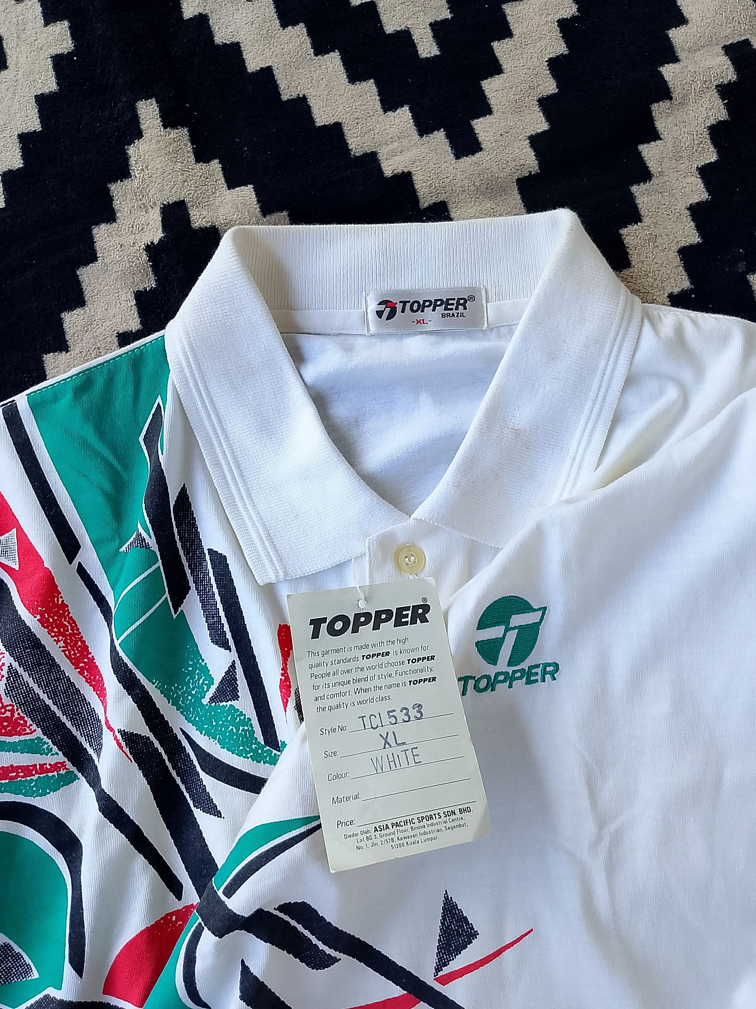 Topperz Vintage 80s TOPPER Graphic Polo Blokecore Retro Tennis Vibes Size US XL / EU 56 / 4 - 6 Thumbnail