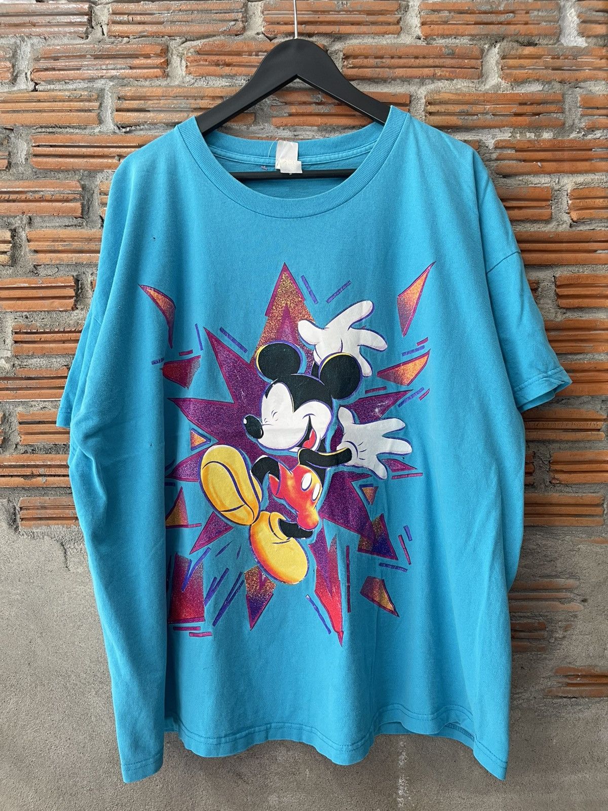 Mickey Mouse Disney Mickey Mouse 'Land 'N Sea' Neon Glitch Turquoise Tee Size US XL / EU 56 / 4 - 9 Thumbnail