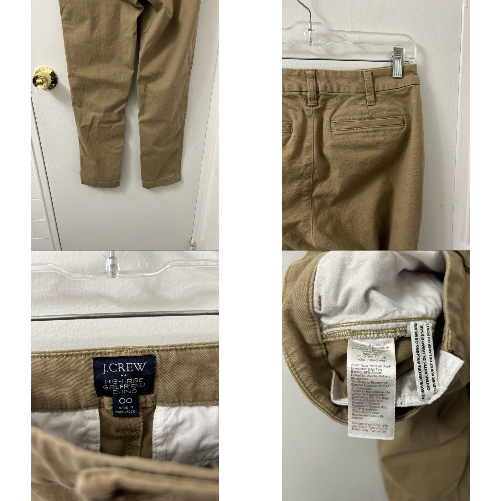 J.Crew VINTAGE? No — J. Crew Pants Womens 00 28x27 Tan Khaki High Rise Girlfriend Chino YKK Size 24" / US 00 / IT 34 - 8 Thumbnail