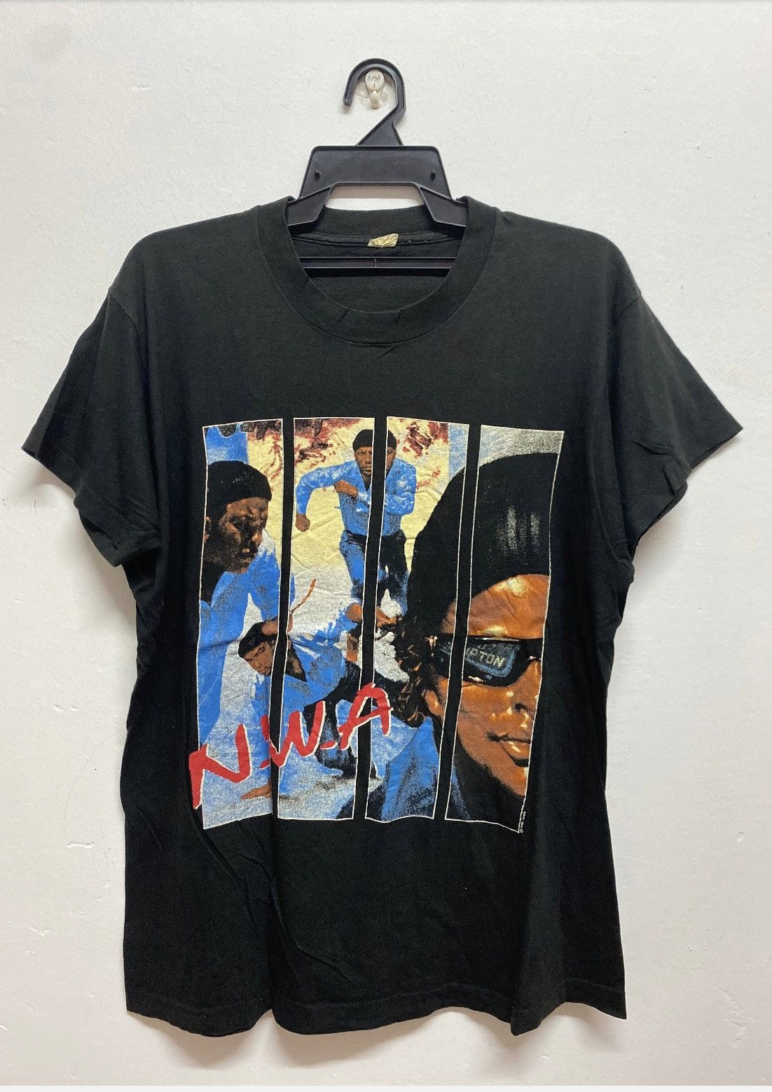 image of Rap Tees x Vintage Nwa Eazy E 1000 Miles And Run Fuck The Police Tee in Black, Men's (Size XL)