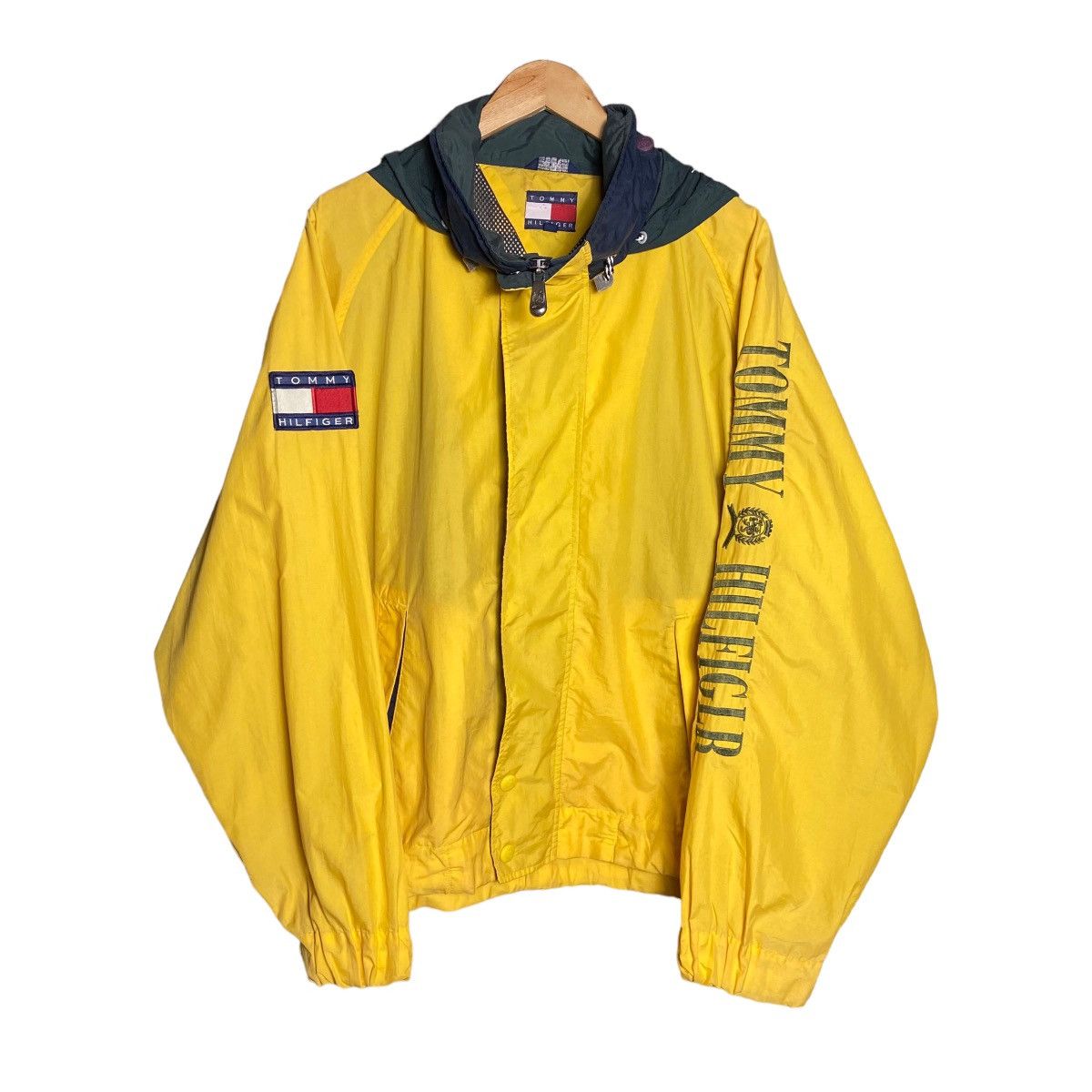 Vintage 90s Tommy Hilfiger Logo Windbreaker Hoodie Jacket