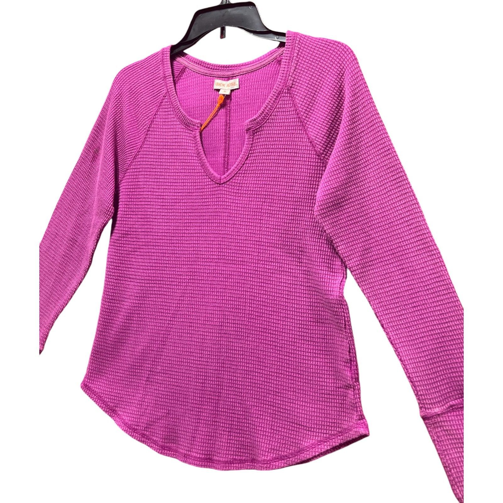 Other Knox Rose - Women's Long Sleeve Notch Neck Thermal Top - Pur Size M / US 6-8 / IT 42-44 - 16 Thumbnail