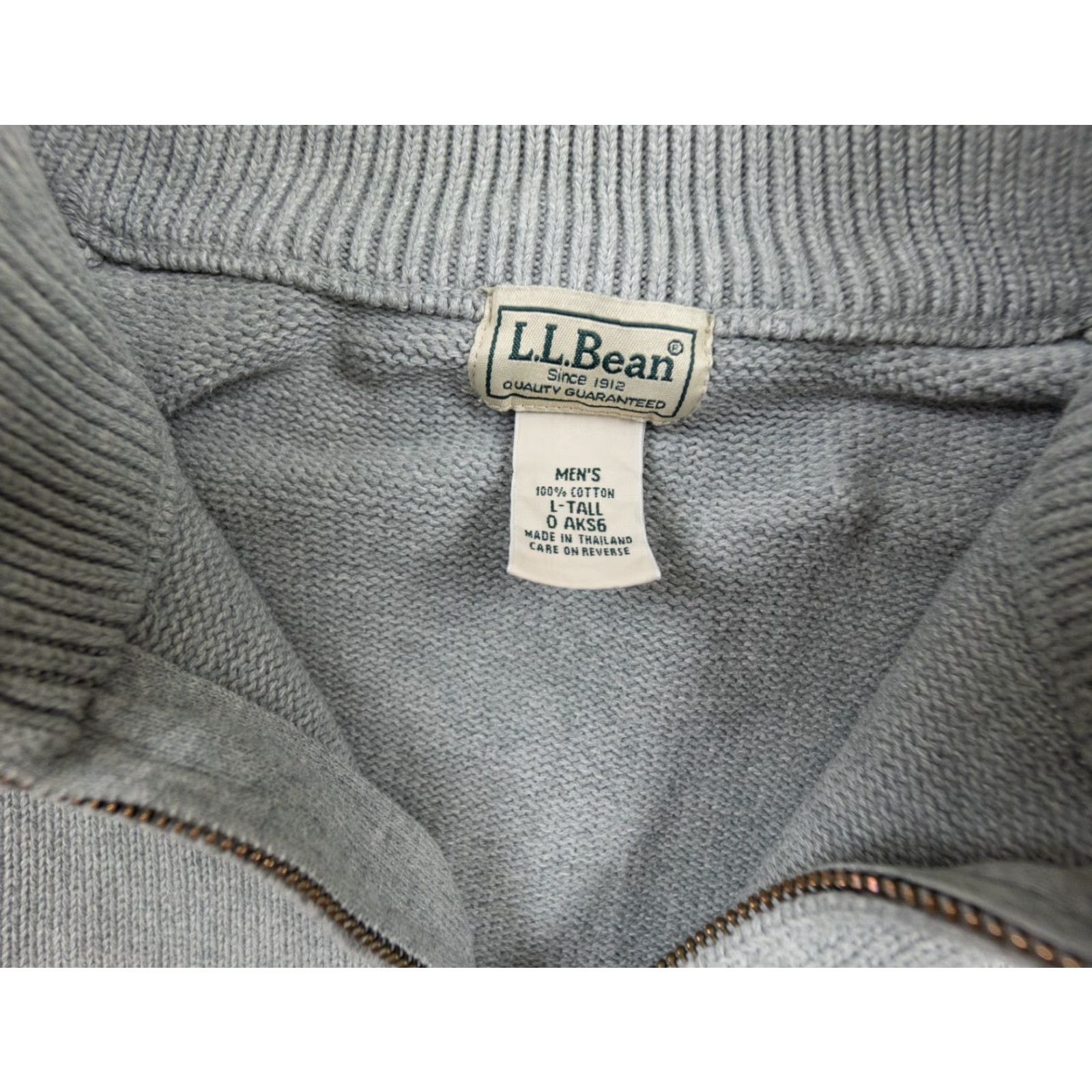 Vintage LL Bean Men’s 1/4 Zip Pullover Sweater Knit Cotton Gray Large Regular Mock Neck Knitwear, Outdoor Style, Adult Mens M- L Size US L / EU 52-54 / 3 - 7 Thumbnail