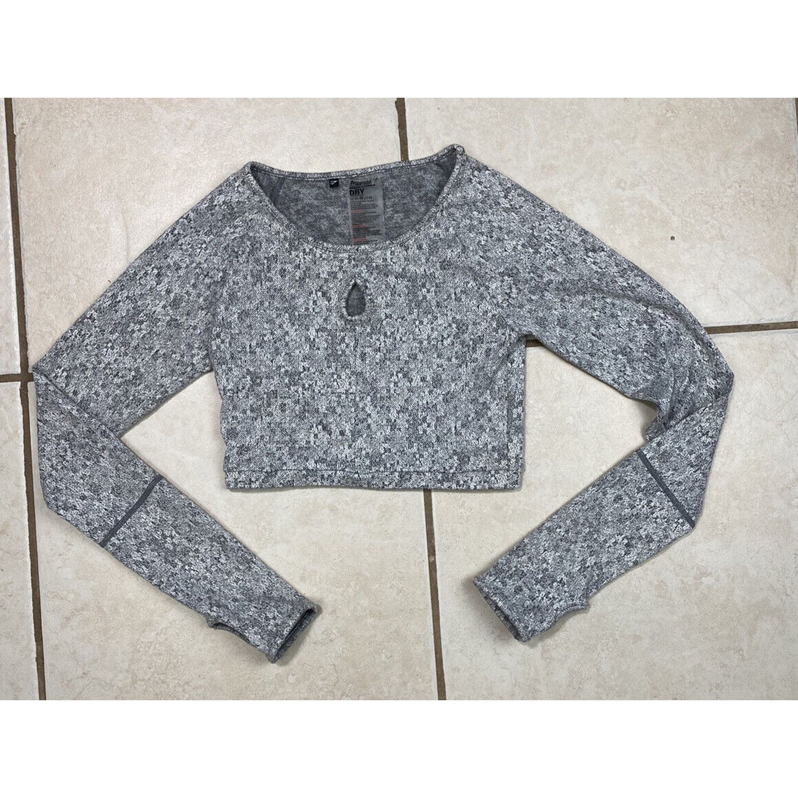 Gymshark Gymshark Dry Long Sleeve Crop Top Shirt Khaki Marl XS Fleur Size XS / US 0-2 / IT 36-38 - 1 Thumbnail