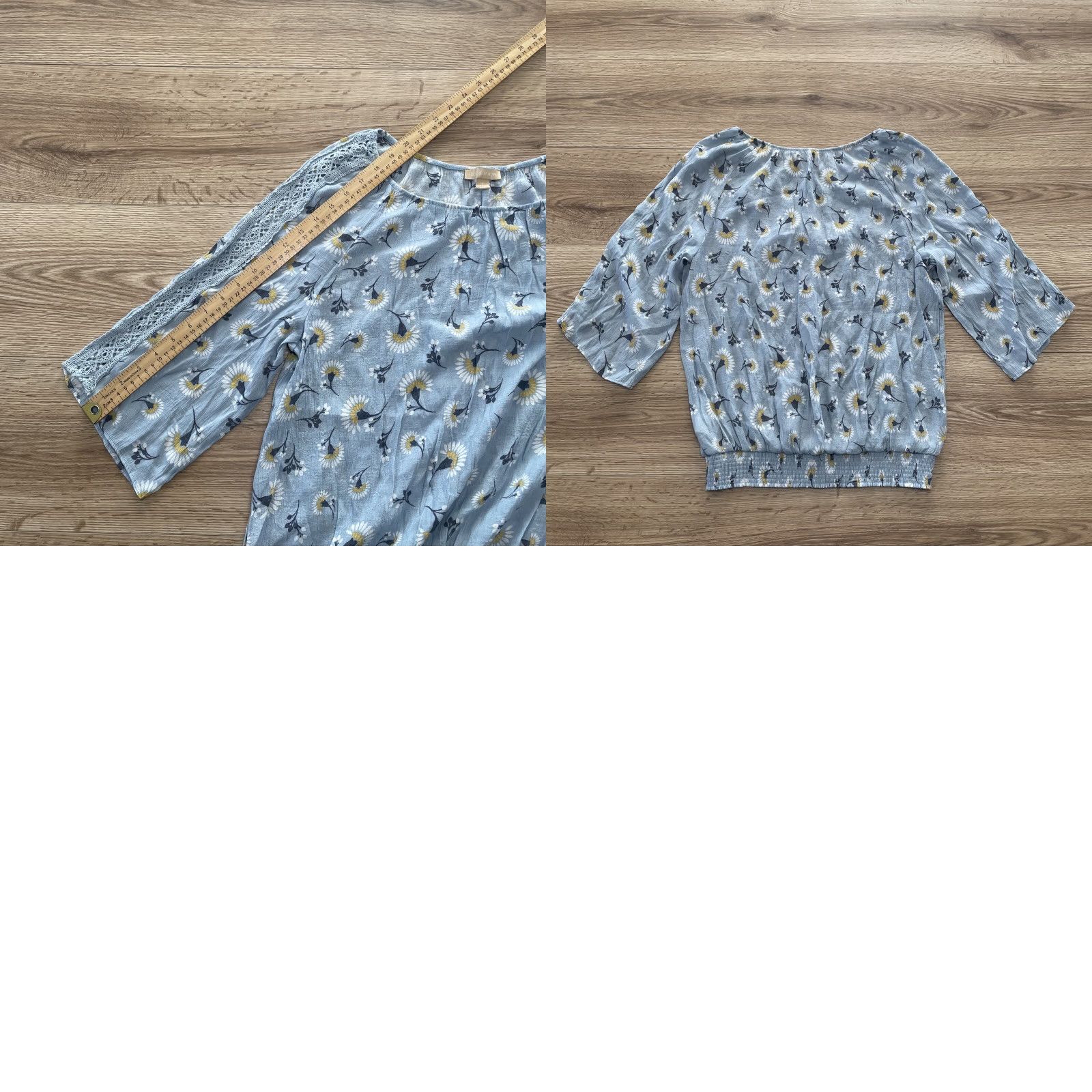 Hope HOPE & HARLOW Blue Floral Lace Blouse, Size L, Womens Size L / US 10 / IT 46 - 8 Thumbnail