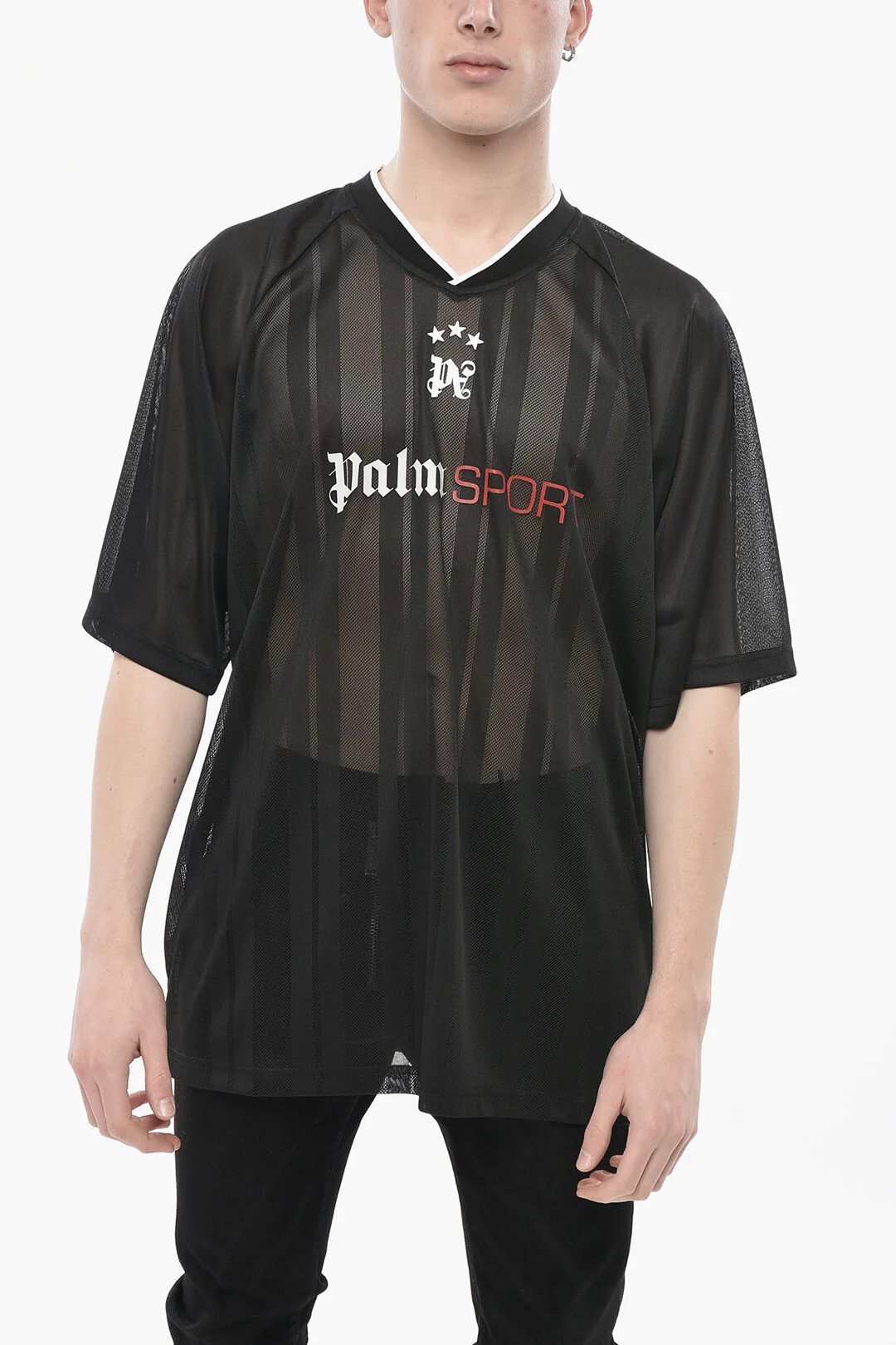 Palm Angels og1mm0226 Sport Mesh T-Shirt in Black Size US XXL / EU 58 / 5 - 1 Thumbnail