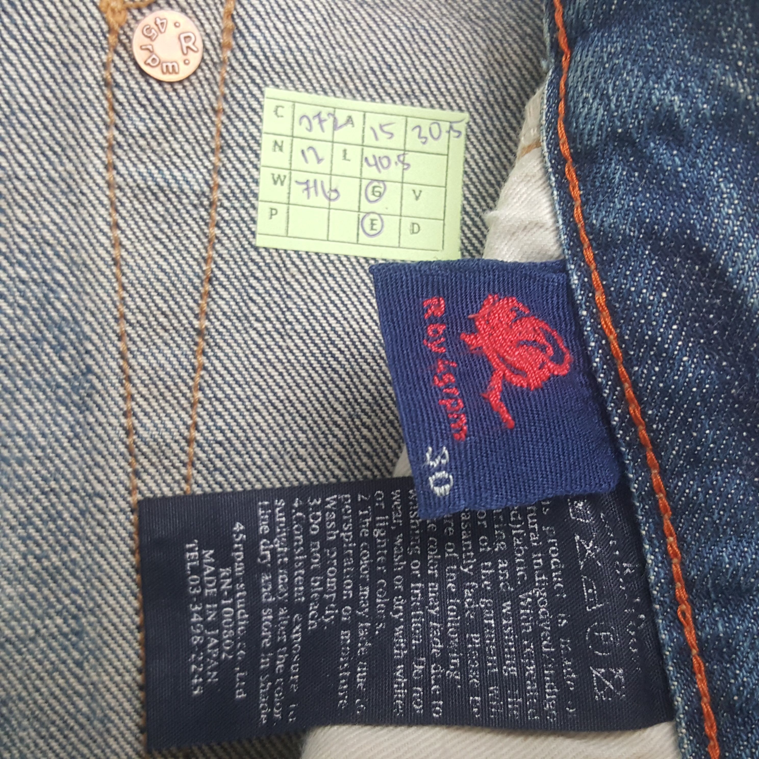 45rpm × Vintage Vintage 45rpm Selvedge Japanese Brand Denim Jeans Size US 30 / EU 46 - 8 Thumbnail