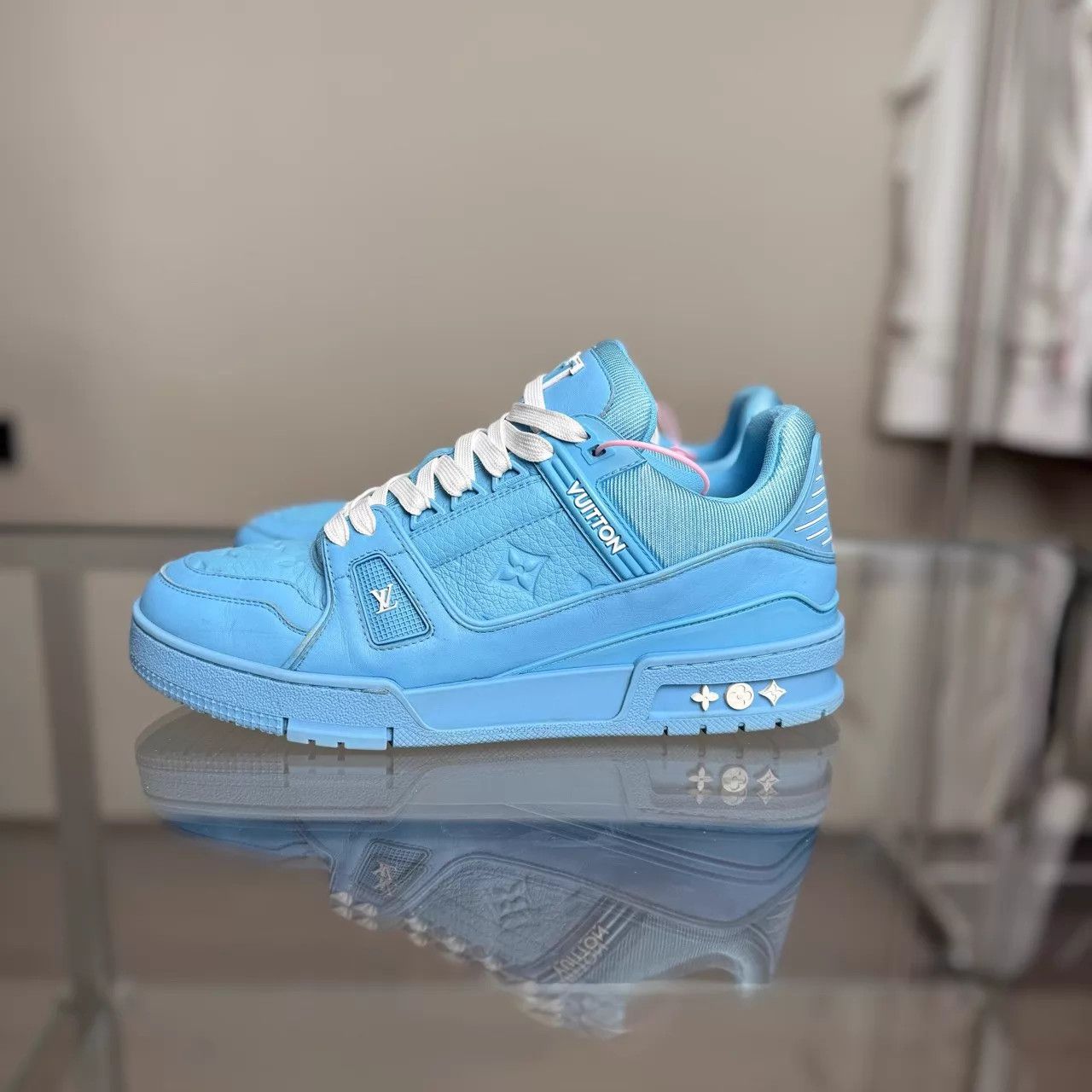 Louis Vuitton LV Trainer Blue Art Gallery UK7(41) Lightly Used Size US 8 / EU 41 - 4 Thumbnail