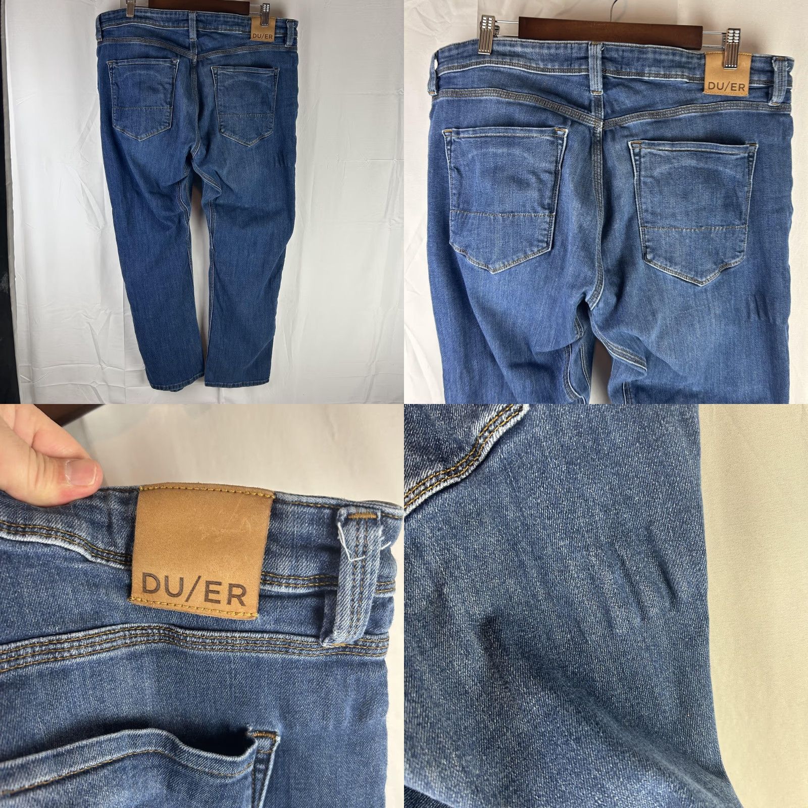 Denime DU/ER L2X Relaxed Taper Jeans Mens 38x29 Blue Medium Wash 5-Pocket Denim Stretch Size US 38 / EU 54 - 8 Thumbnail