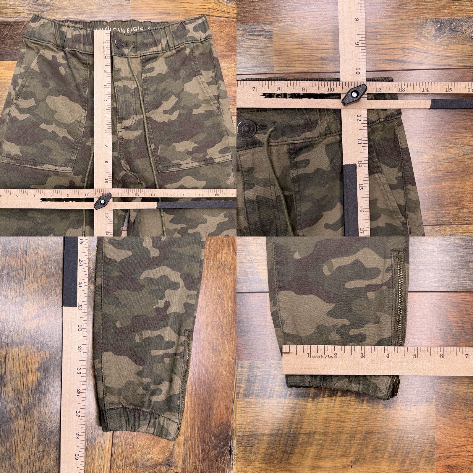 American Eagle Outfitters American Eagle Jogger Jeans Womens 4 Regular Green Camo Drawstring Stretch Size 27" / US 4 / IT 40 - 8 Thumbnail
