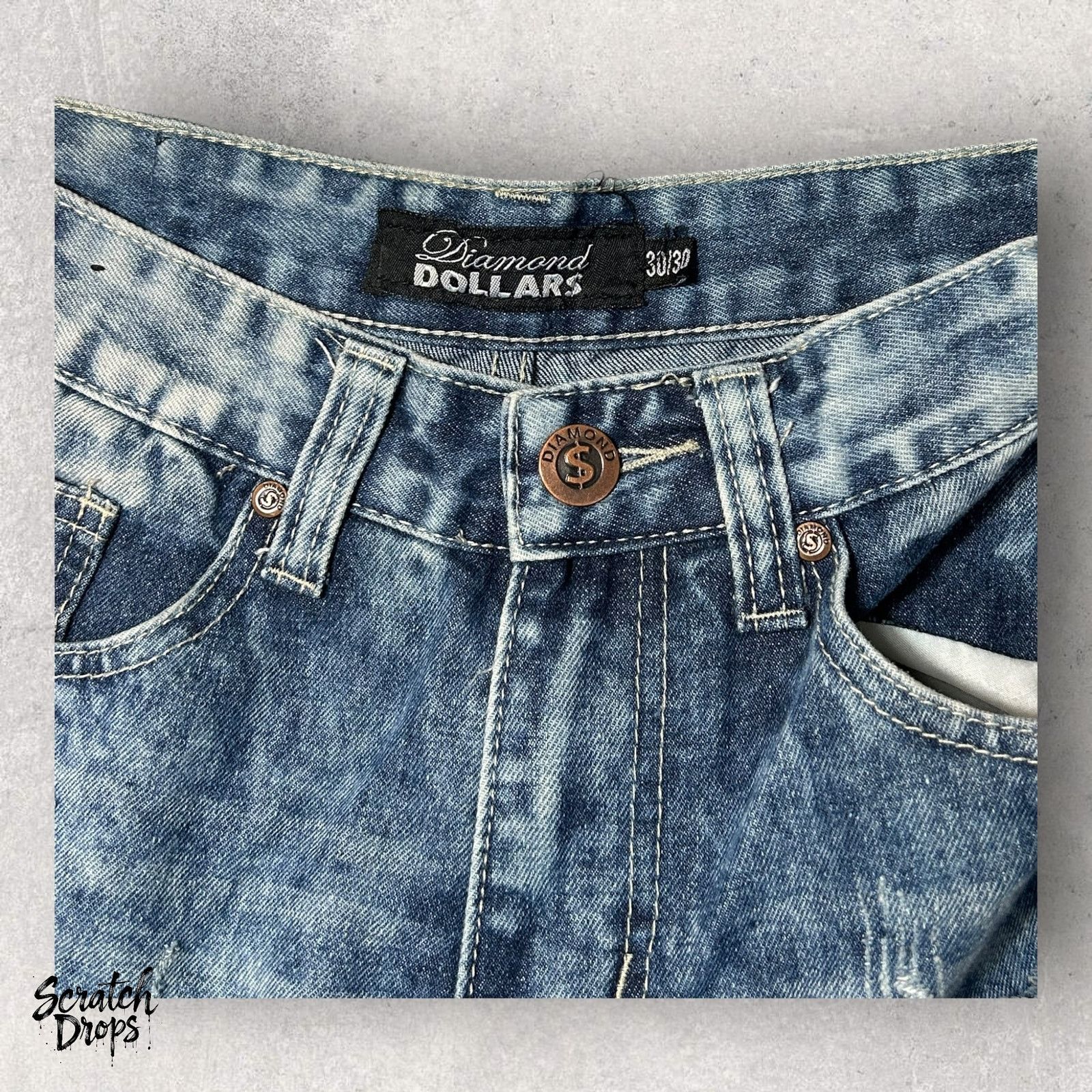 Other Vintage Y2K Diamond Dollars Ripped Jeans Size 30x30 Denim Size 30" / US 8 / IT 44 - 3 Thumbnail