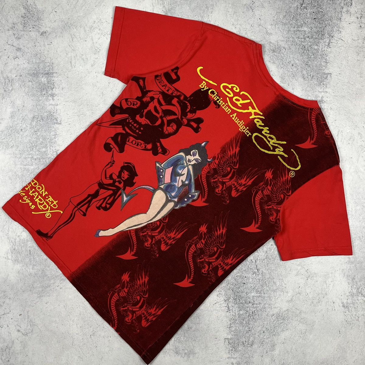 Ed Hardy Vintage Ed Hardy Demons y2k Tattoo tee 90’s Size L / US 10 / IT 46 - 1 Thumbnail