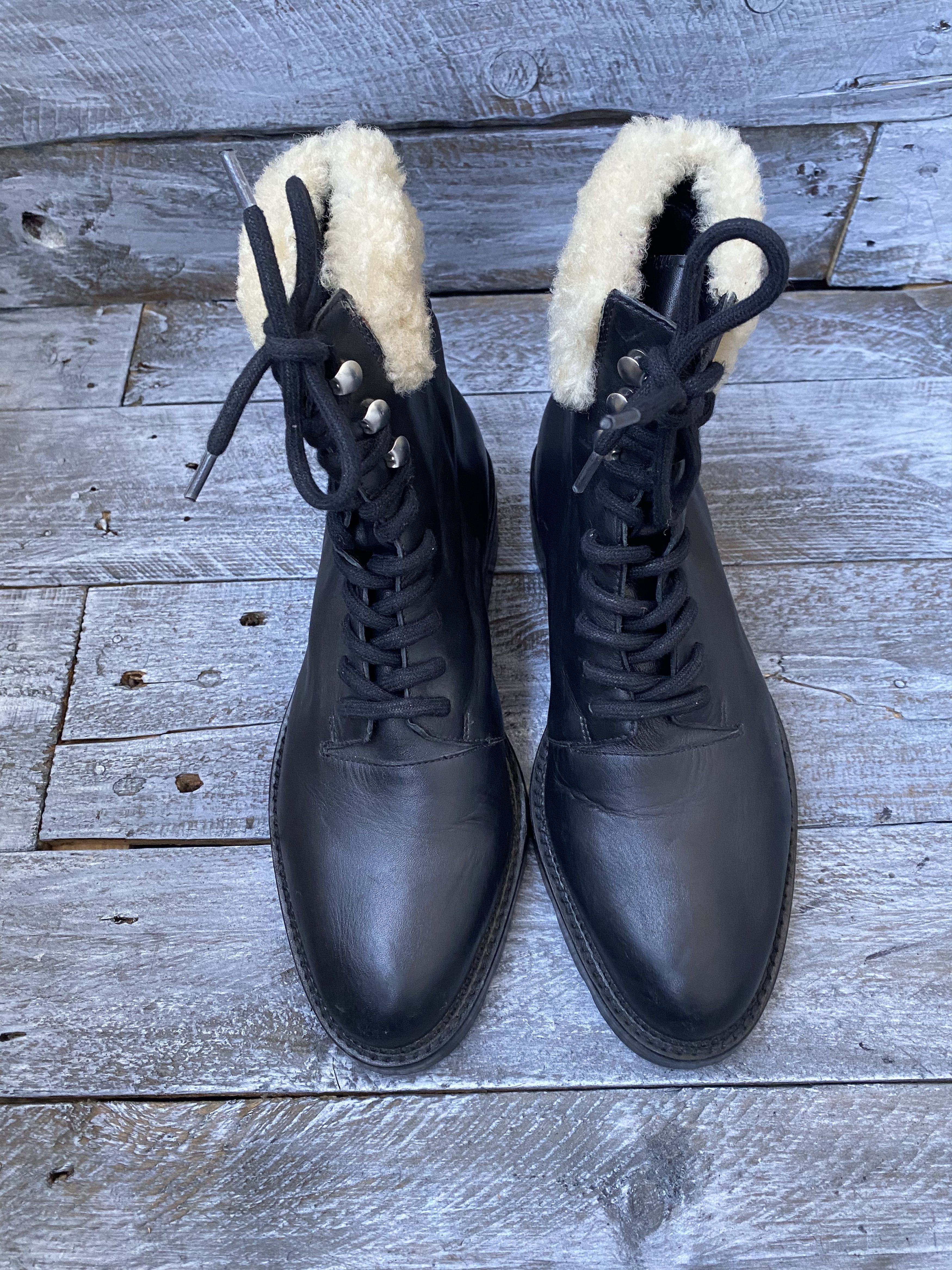 Alexander Wang × Designer Alexander Wang combat black leather shearling boots sz38 Size US 7.5 / IT 37.5 - 2 Thumbnail
