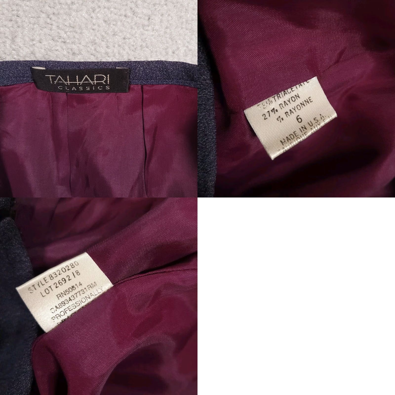 Vintage VINTAGE Tahari Skirt A-Line Pencil Women's 6 Blue Solid Lined Back Slit Zip USA Made Womens Size 28" / US 6 / IT 42 - 9 Thumbnail