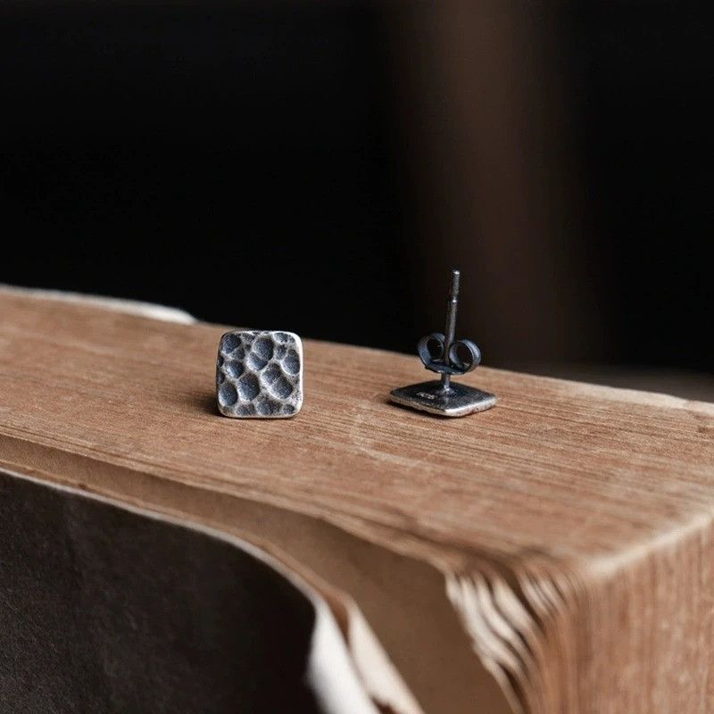 Jewelry Lunar surface Stud Earrings 925 Sterling Silver Ear Gift Size ONE SIZE - 2 Thumbnail