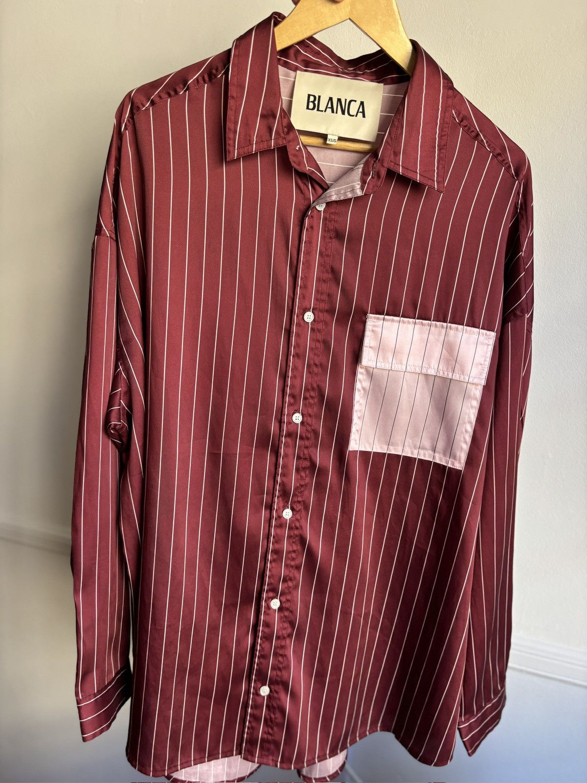 Other Blanca oversized Burgundy striped button up Size L / US 10 / IT 46 - 1 Thumbnail