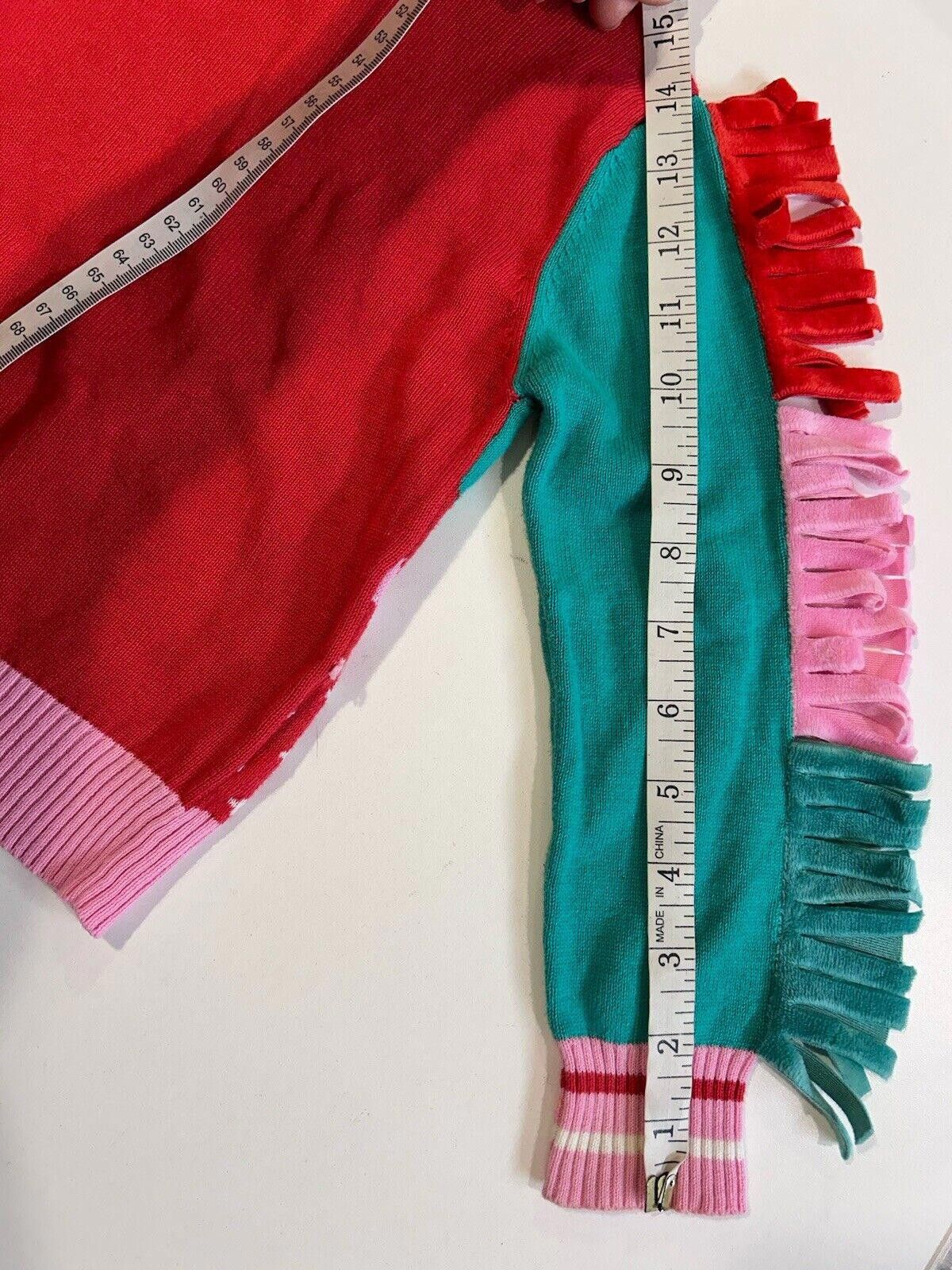 Designer Well Worn Unicorn Holiday Sweater 2T Red Green Pink Fringe Size US XXS / EU 40 - 9 Thumbnail