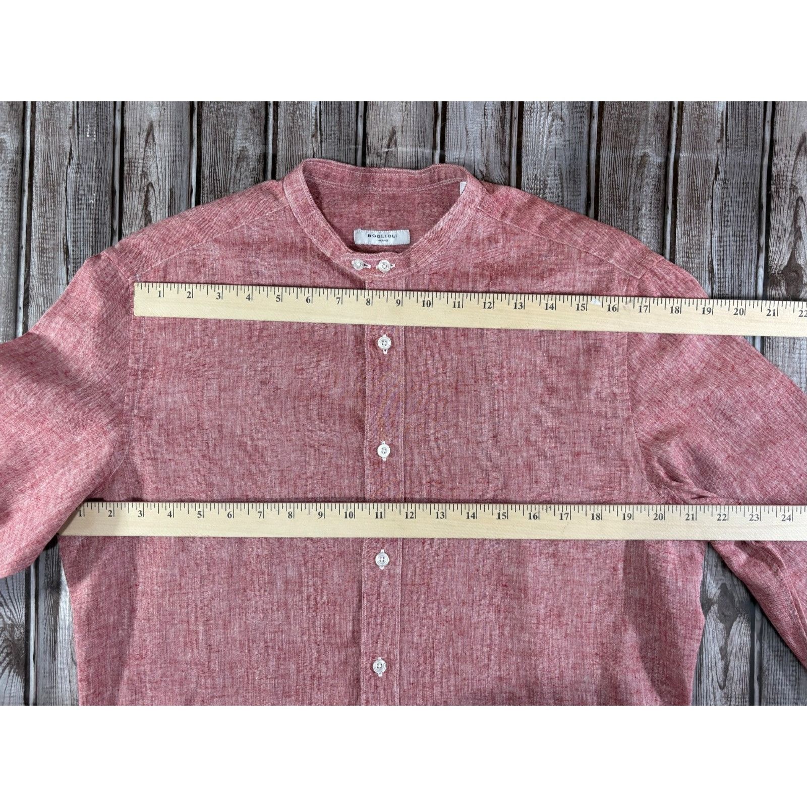 Boglioli Boglioli Linen blend Band Collar Button Shirt sz 41/16 color Size US M / EU 48-50 / 2 - 6 Thumbnail