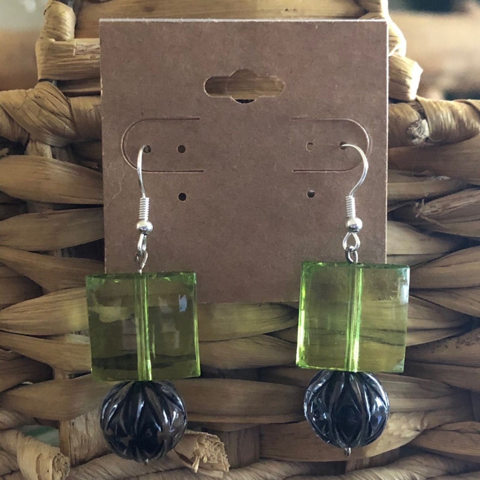 Jewelry Faceted resin bold dangle fish hook earrings Size ONE SIZE - 1 Thumbnail