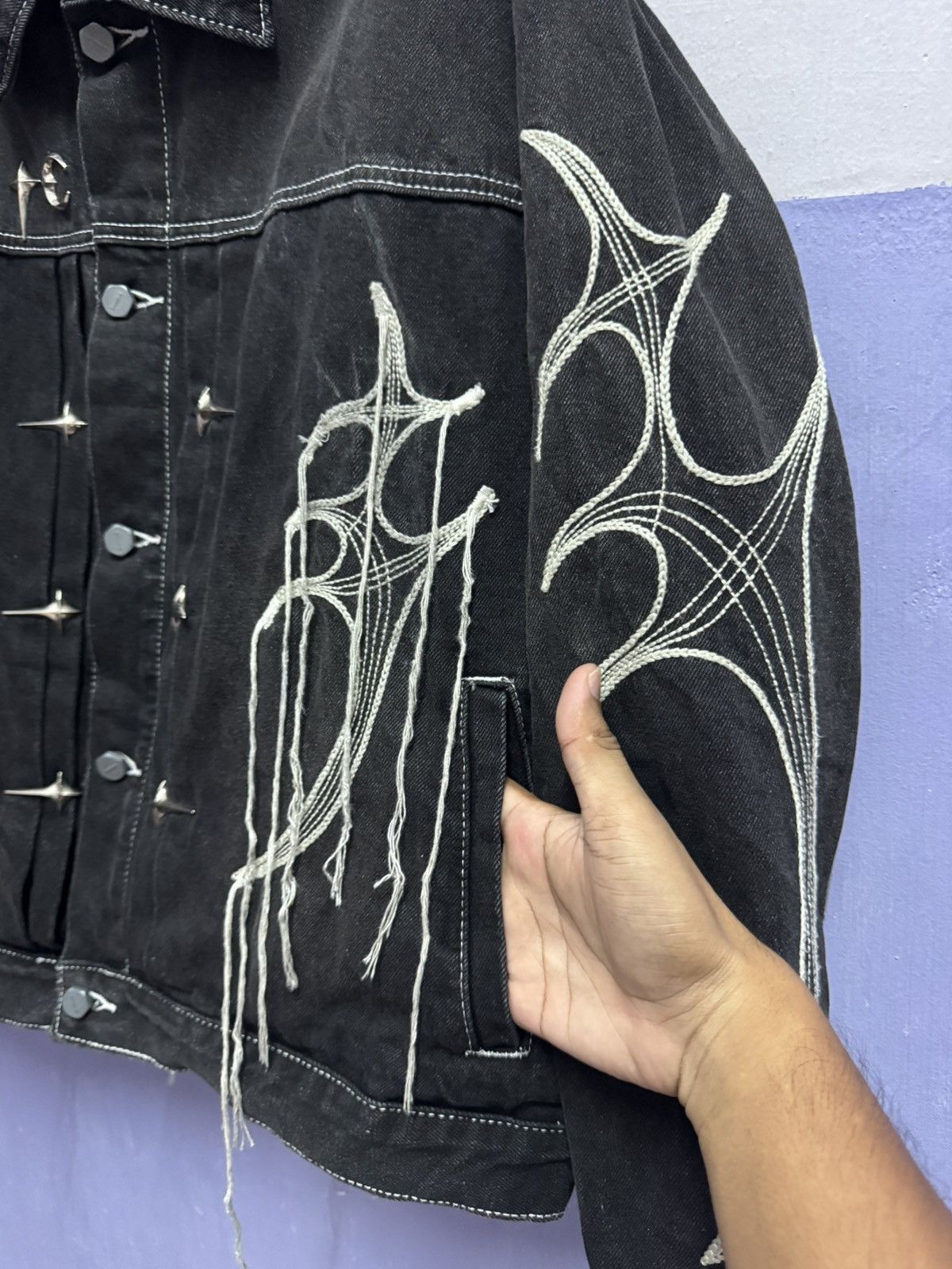 Thug Club THUG CLUB FW23 Black Denim Jacket with Iconic TC Logo Unisex Size US M / EU 48-50 / 2 - 9 Thumbnail