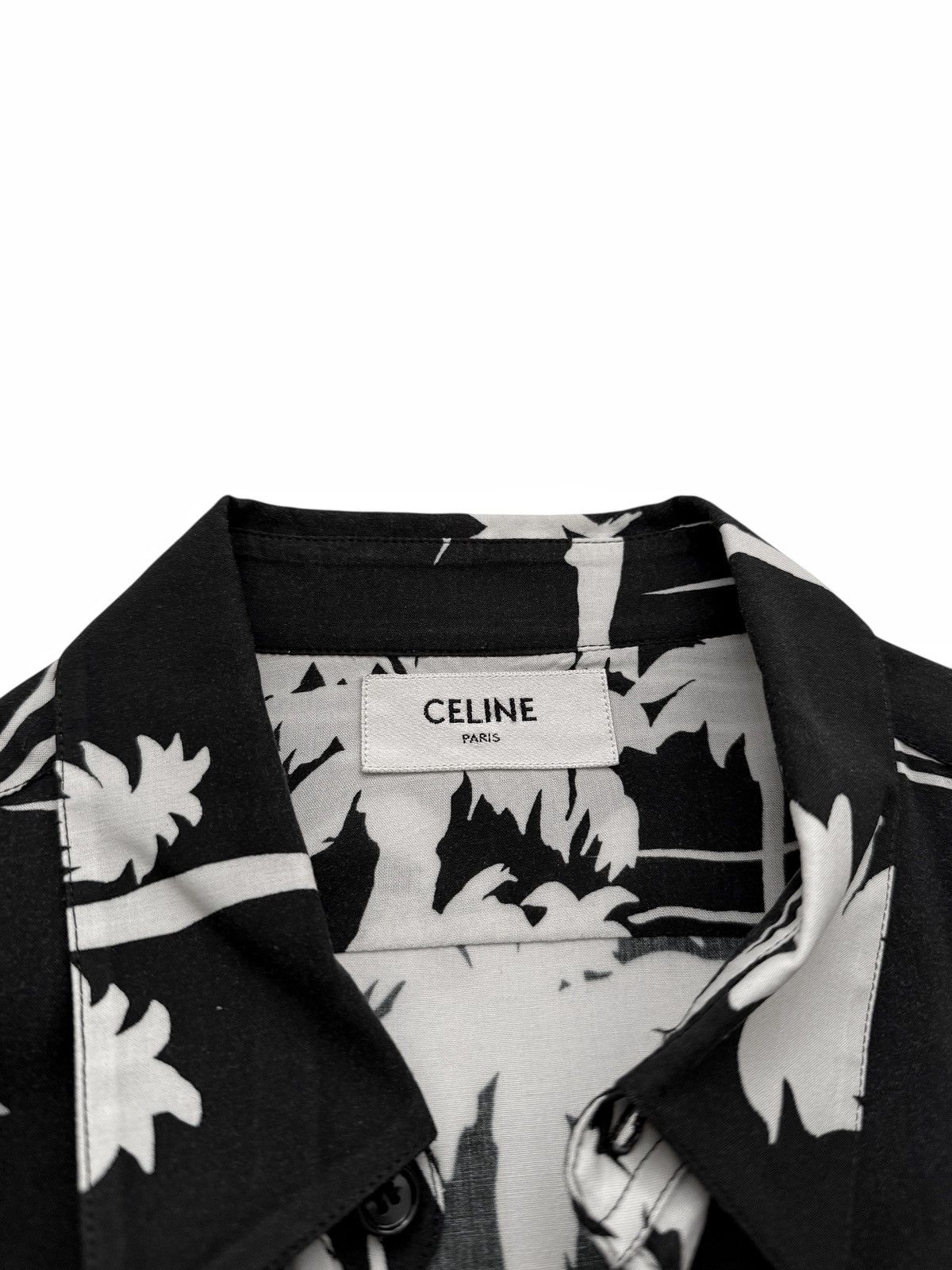 Celine Sz40 Viscose Palm Tree Black Shirt L/S Size US L / EU 52-54 / 3 - 3 Thumbnail