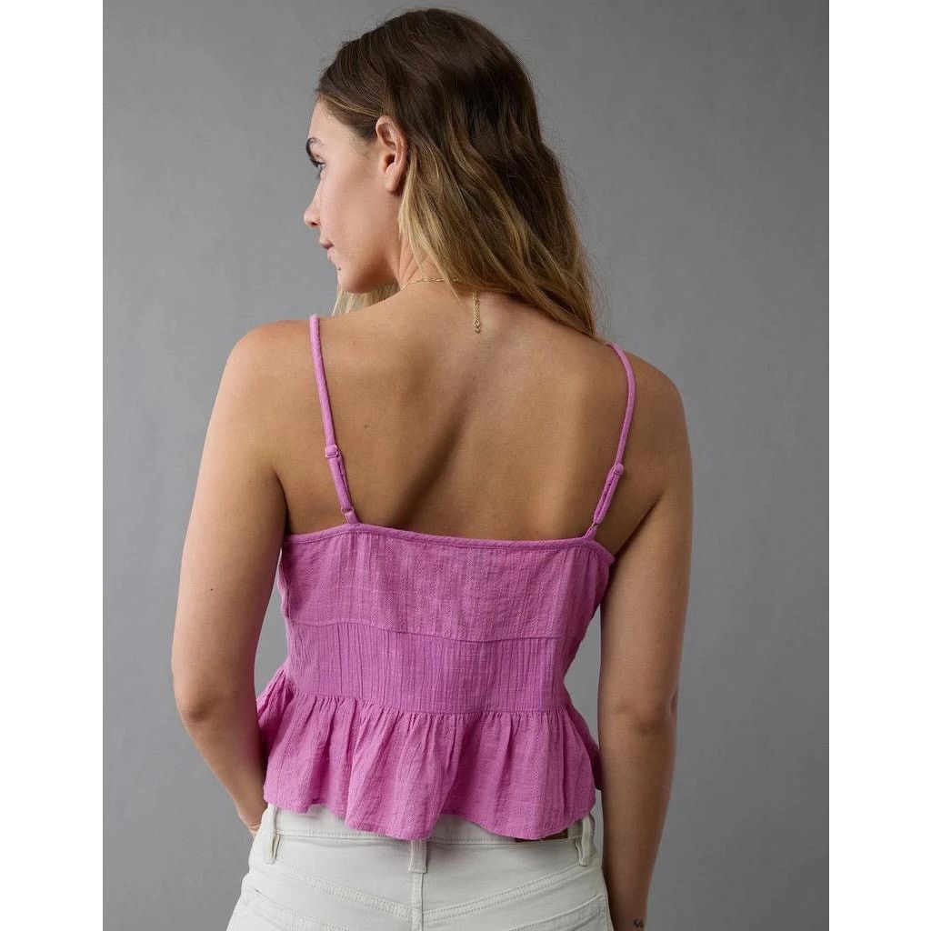 American Eagle Outfitters NEW American Eagle Crop Top Tie Front Camisole Pink Medium Size M / US 6-8 / IT 42-44 - 11 Thumbnail