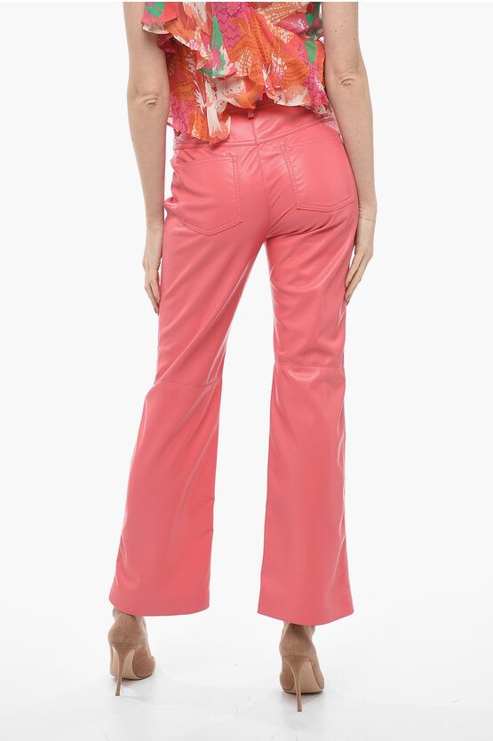 MSGM og1mm0724 Straight Fit Eco Leather Pants in Pink Size 28" / US 6 / IT 42 - 2 Thumbnail