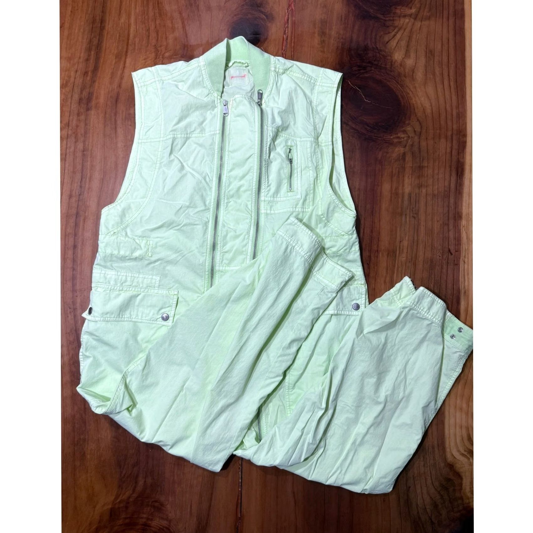 Free People Free People Movement Ascend Jumpsuit Small Cotton Zip Neon Pockets G3-11 Size 28" / US 6 / IT 42 - 2 Thumbnail